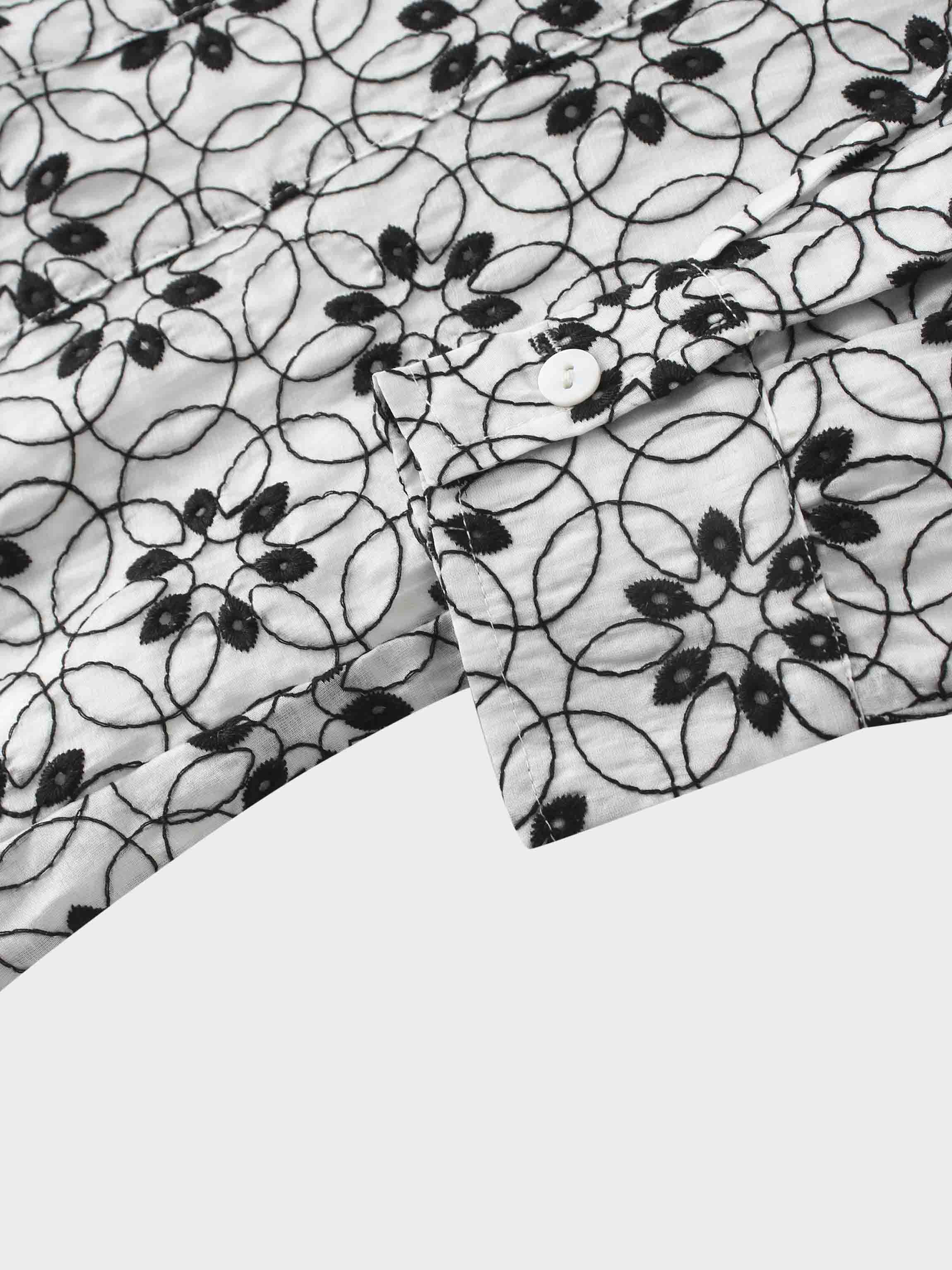 Embroidered Puff Sleeve Blouse-Floral