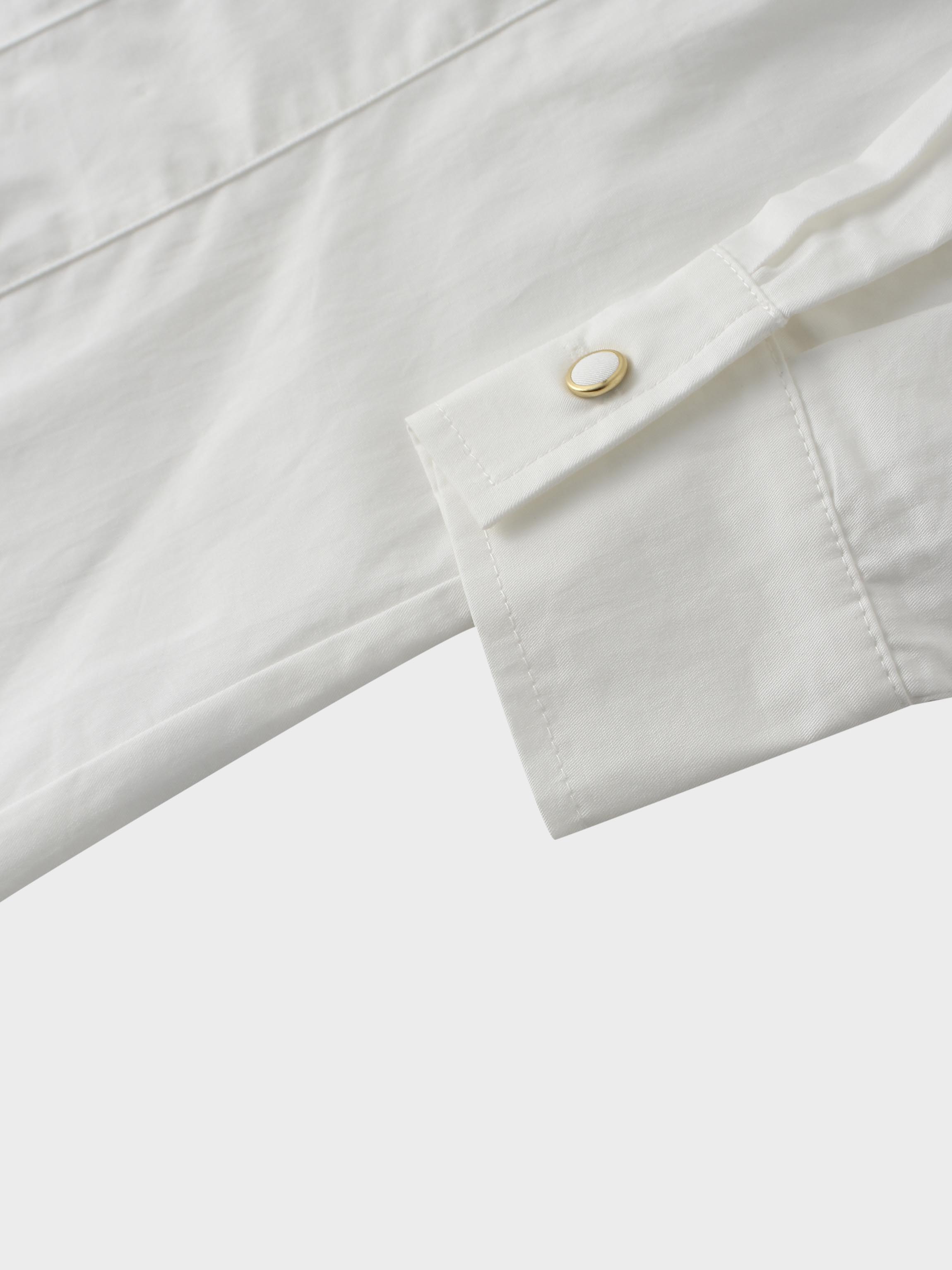 Princess Cut Puff Sleeve Cotton Blouse-White