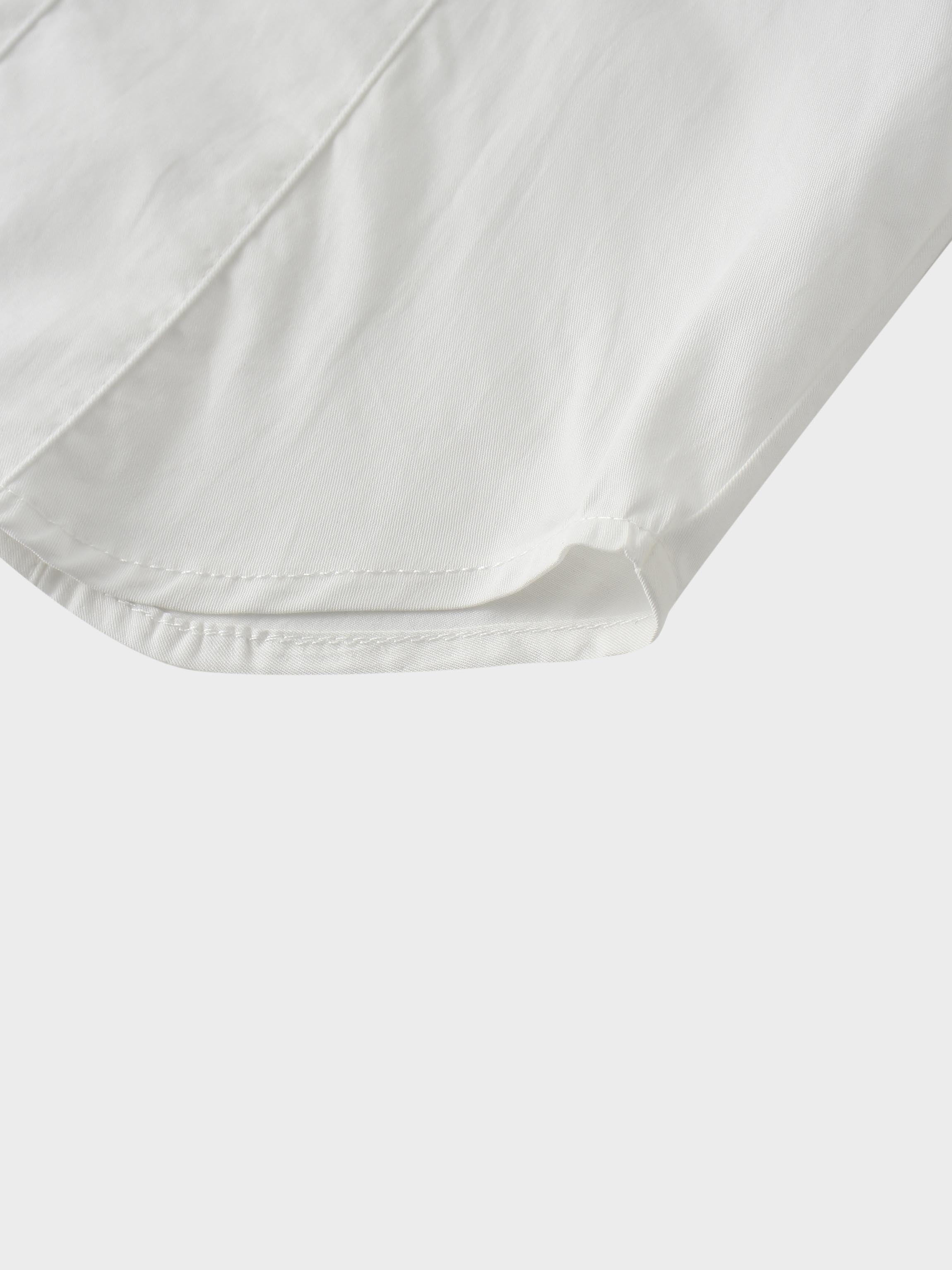 Princess Cut Puff Sleeve Cotton Blouse-White