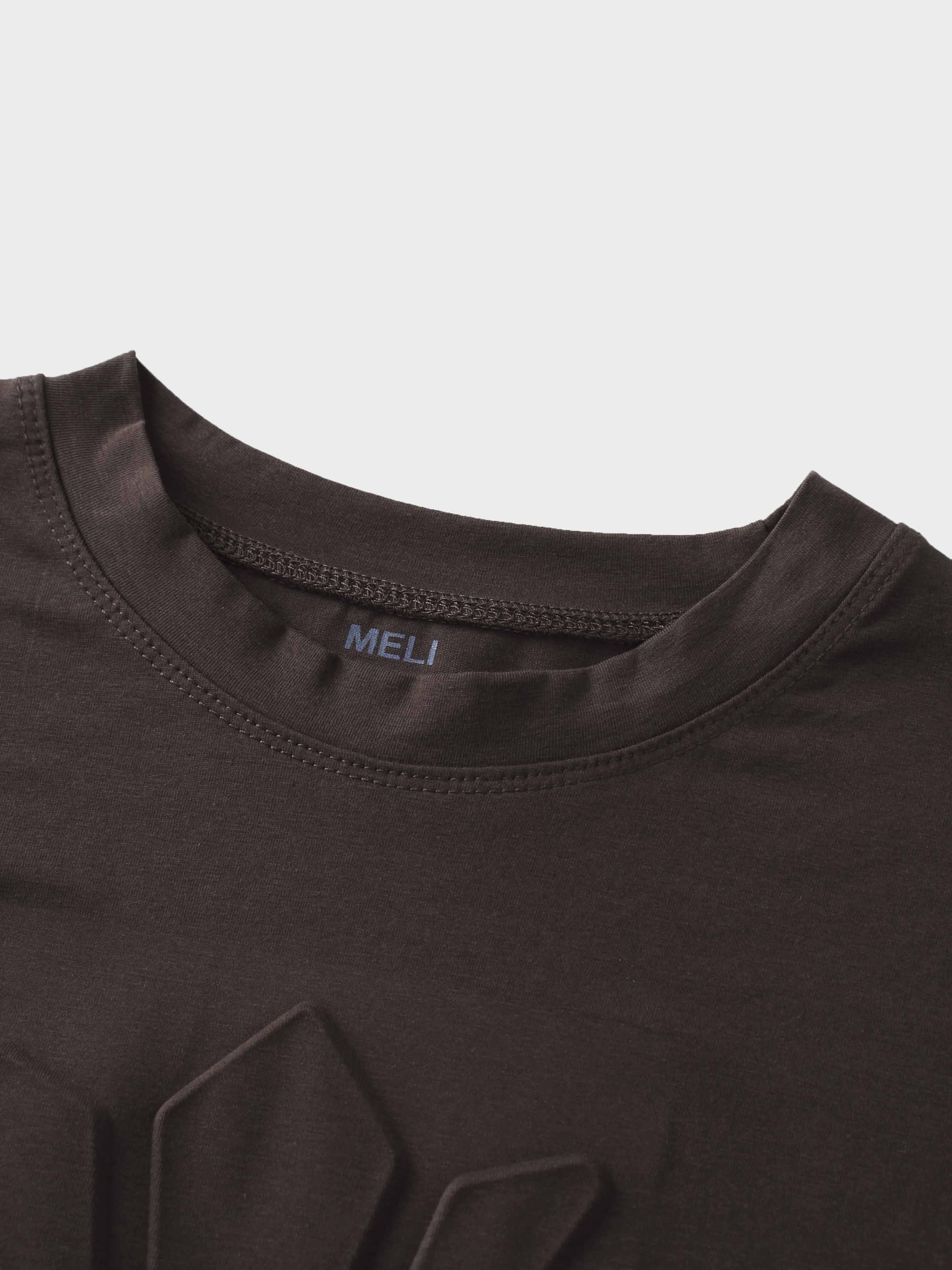 Crown Embossed T-Shirt-Brown