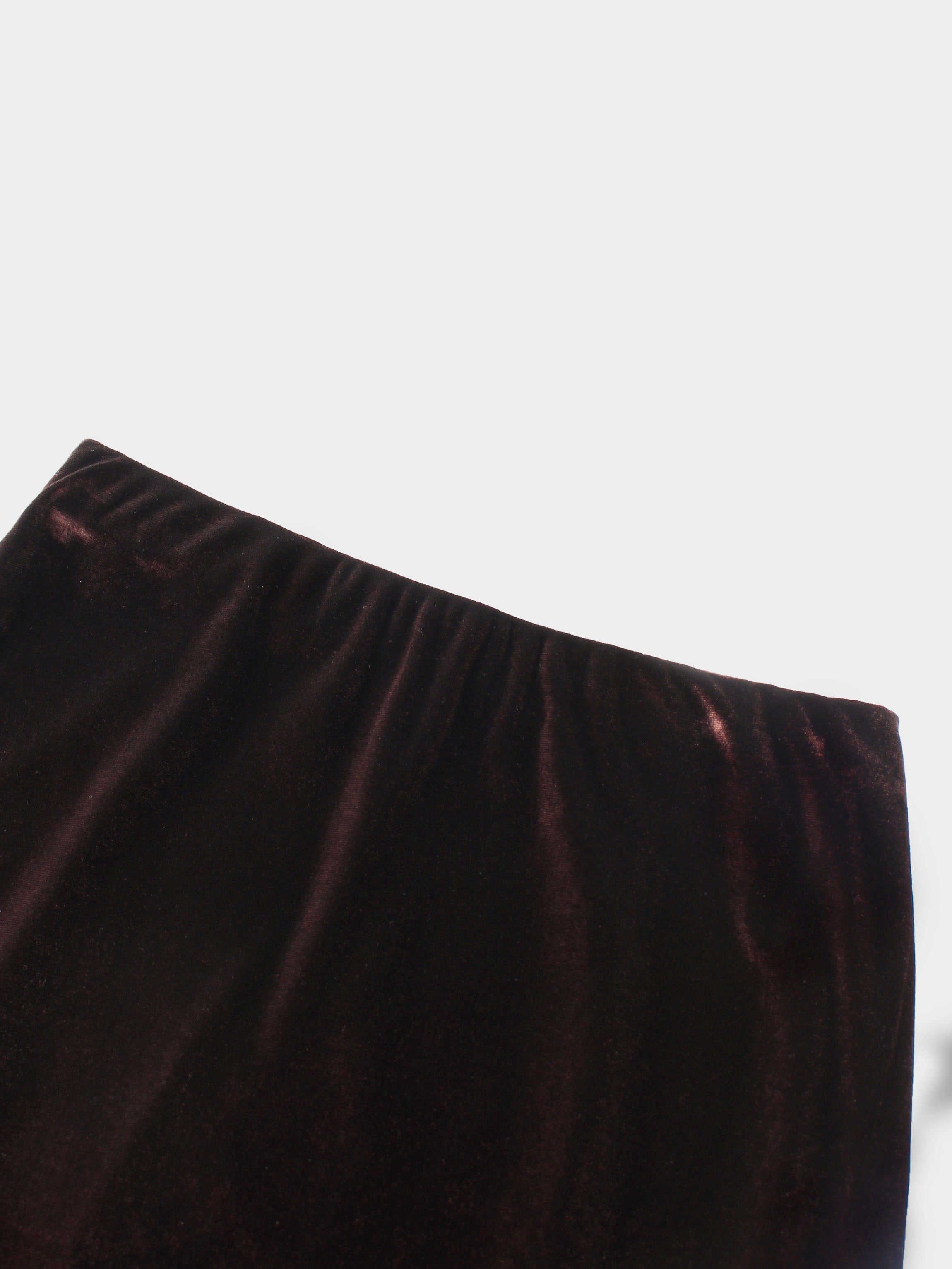 Velour Slip Skirt-Brown