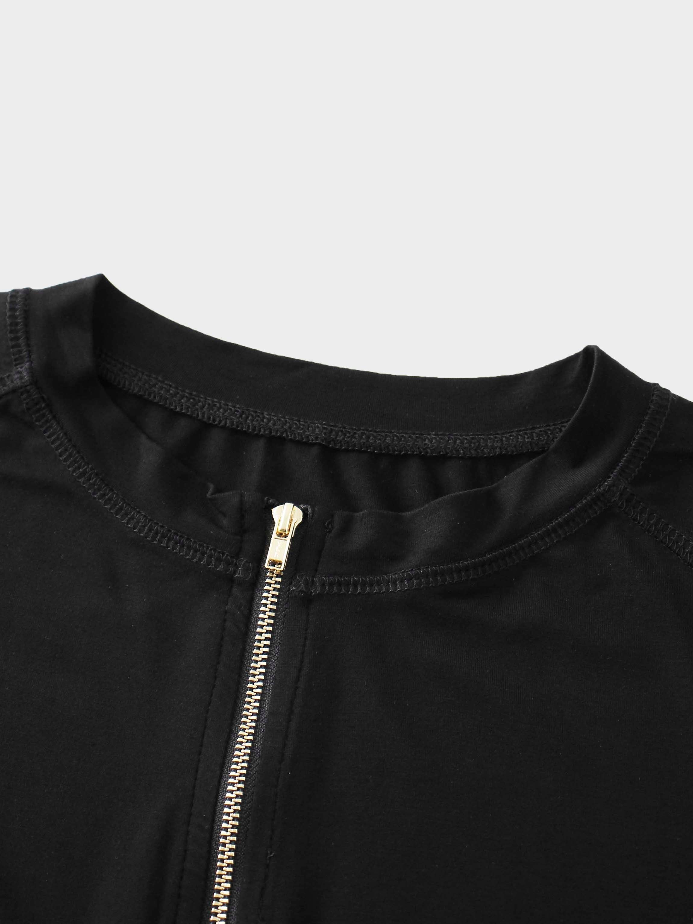 Modal Zip Up Bomber-Black