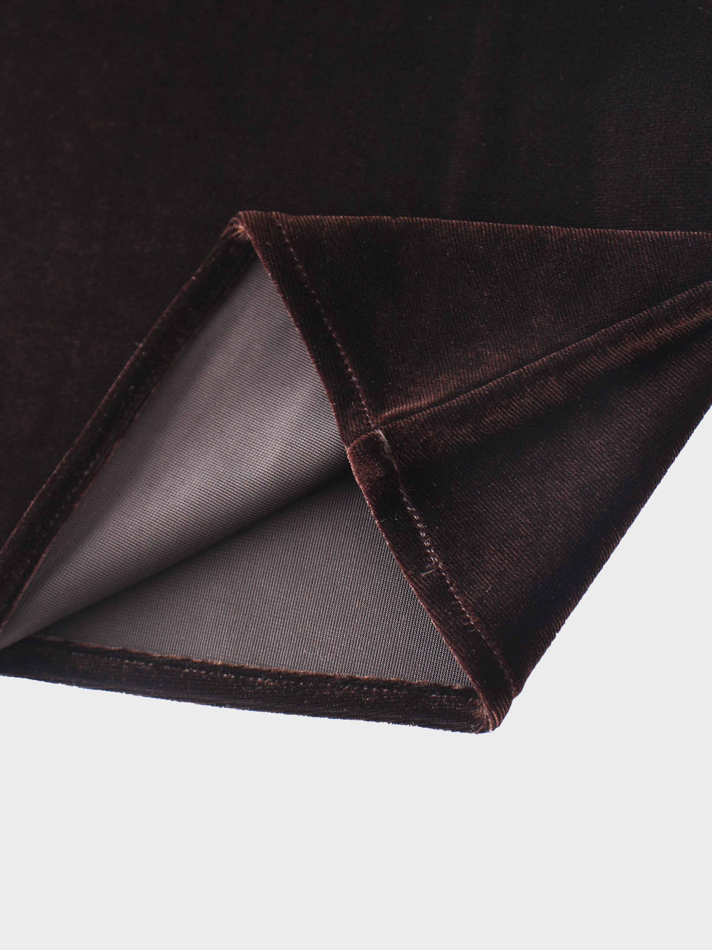 Velour Slip Skirt-Brown