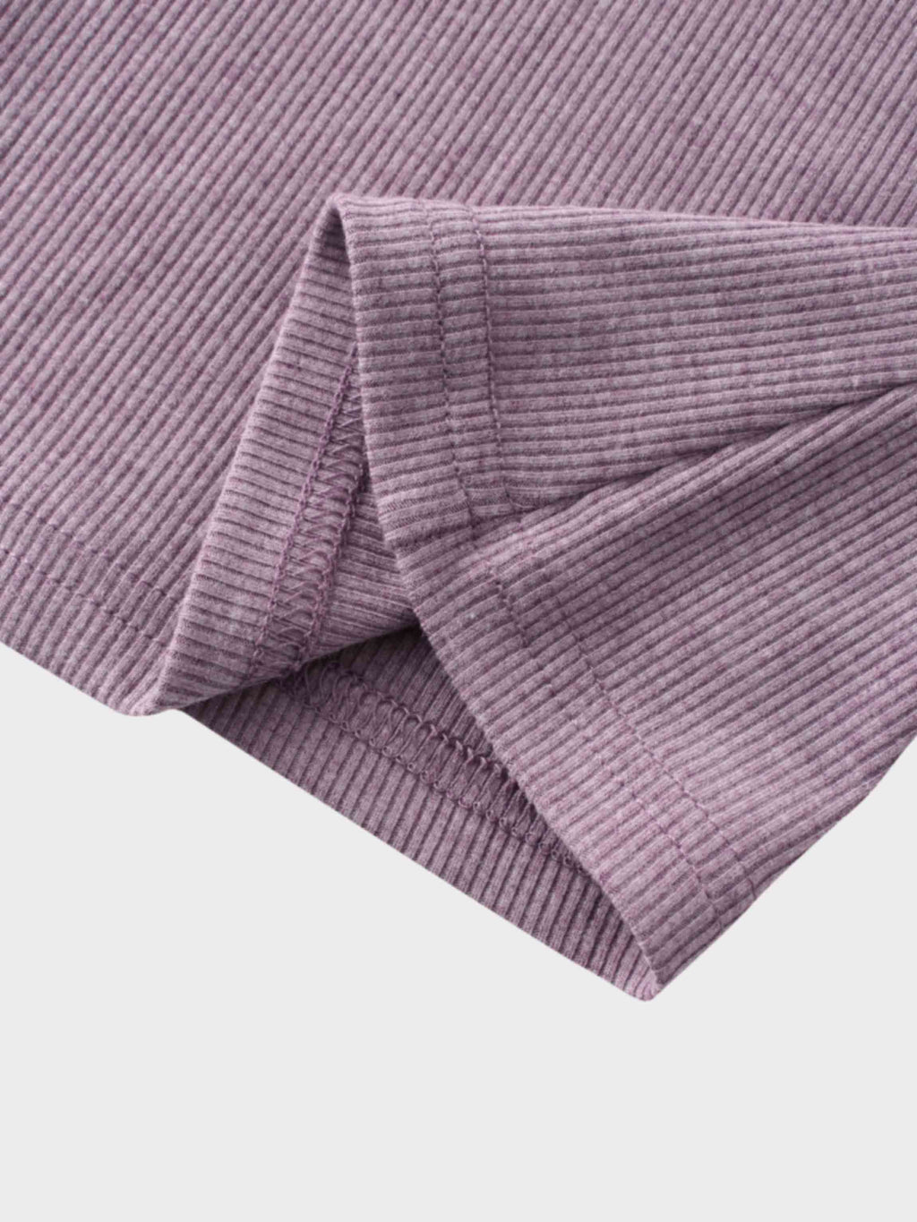 RIBBED HIGH V 3Q-LAVENDER HEATHER