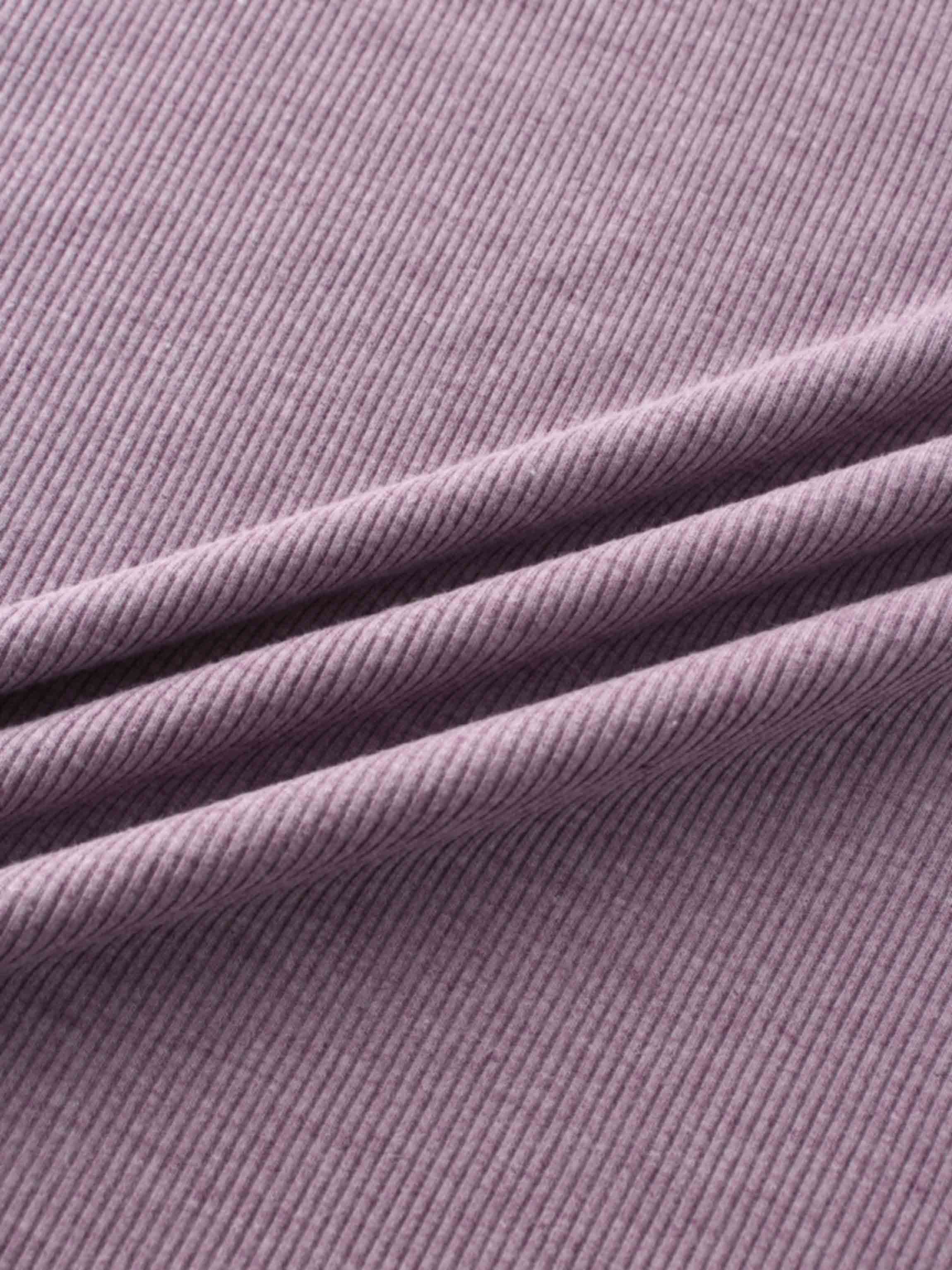 RIBBED HIGH V 3Q-LAVENDER HEATHER