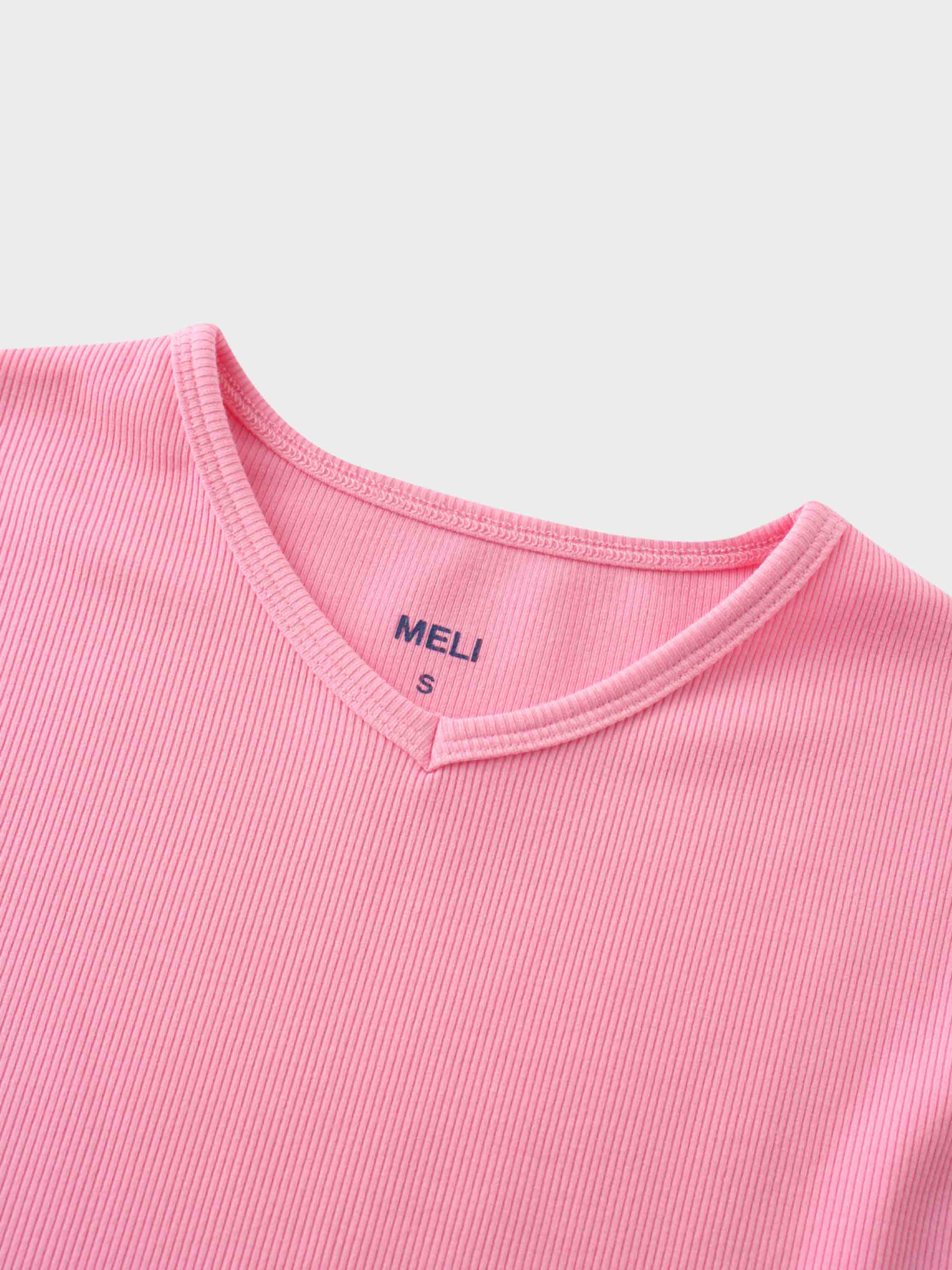 RIBBED HIGH V 3Q-SO PINK