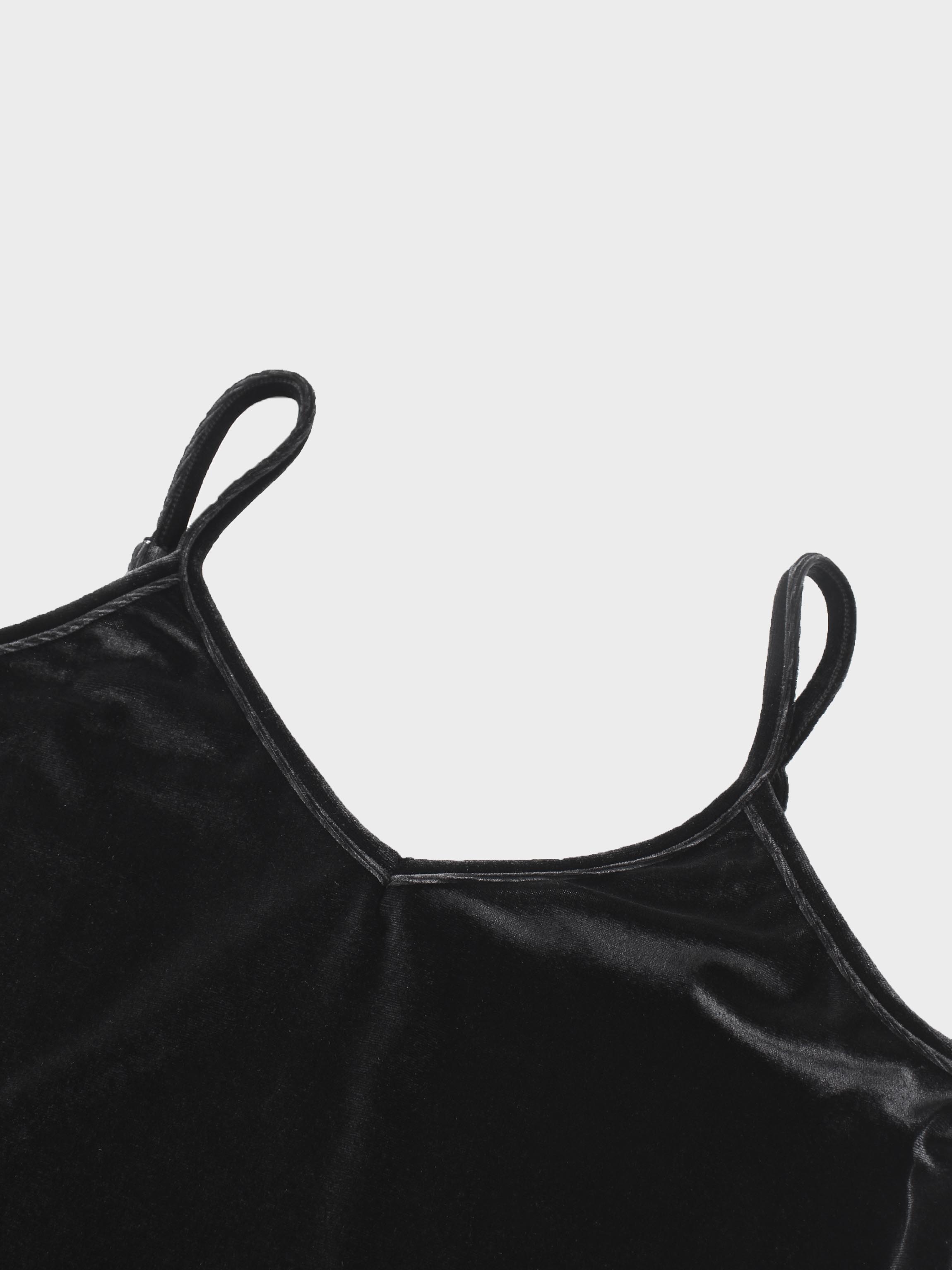 Ombre Velour Slip Dress-Black