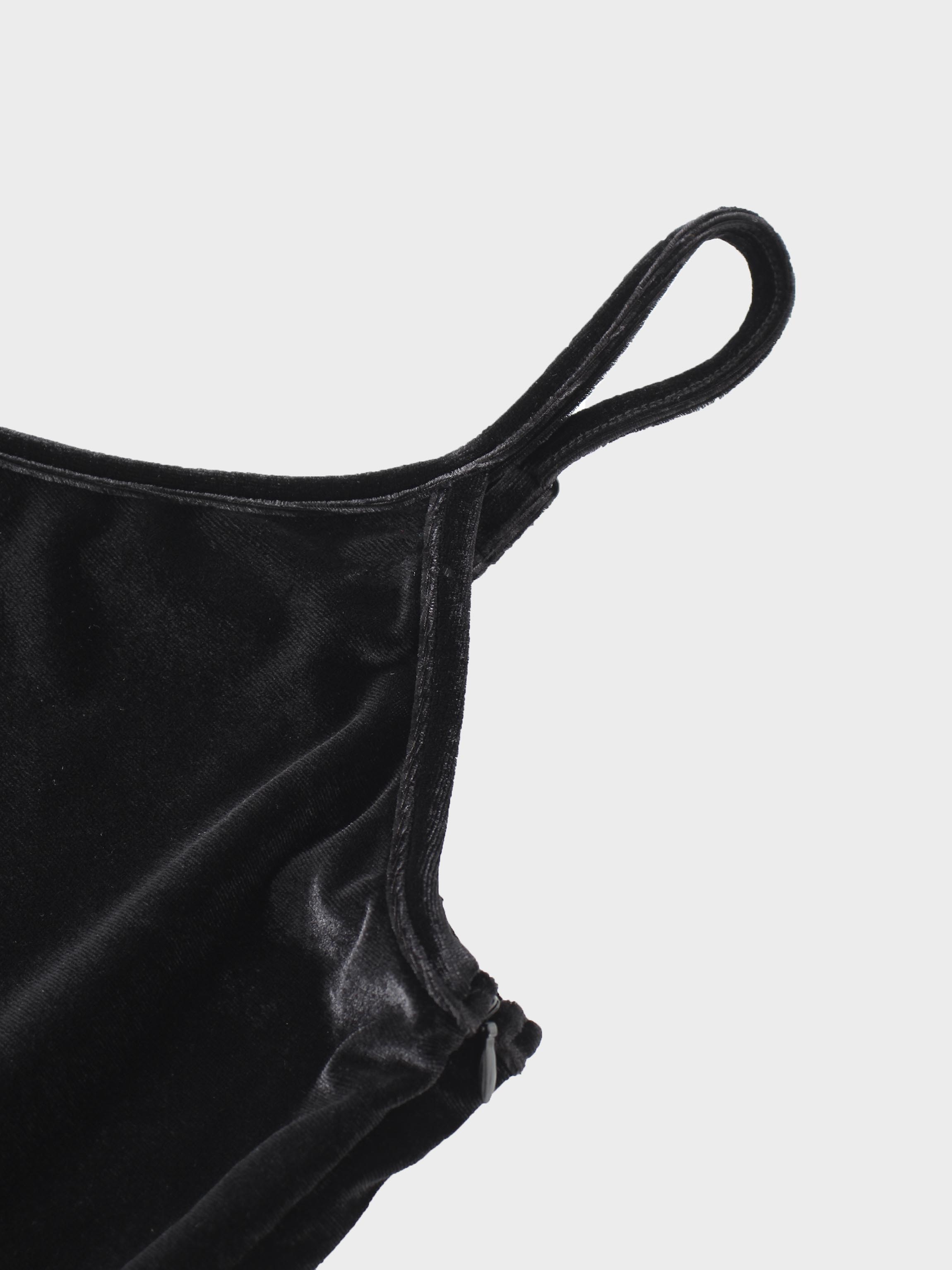 Ombre Velour Slip Dress-Black