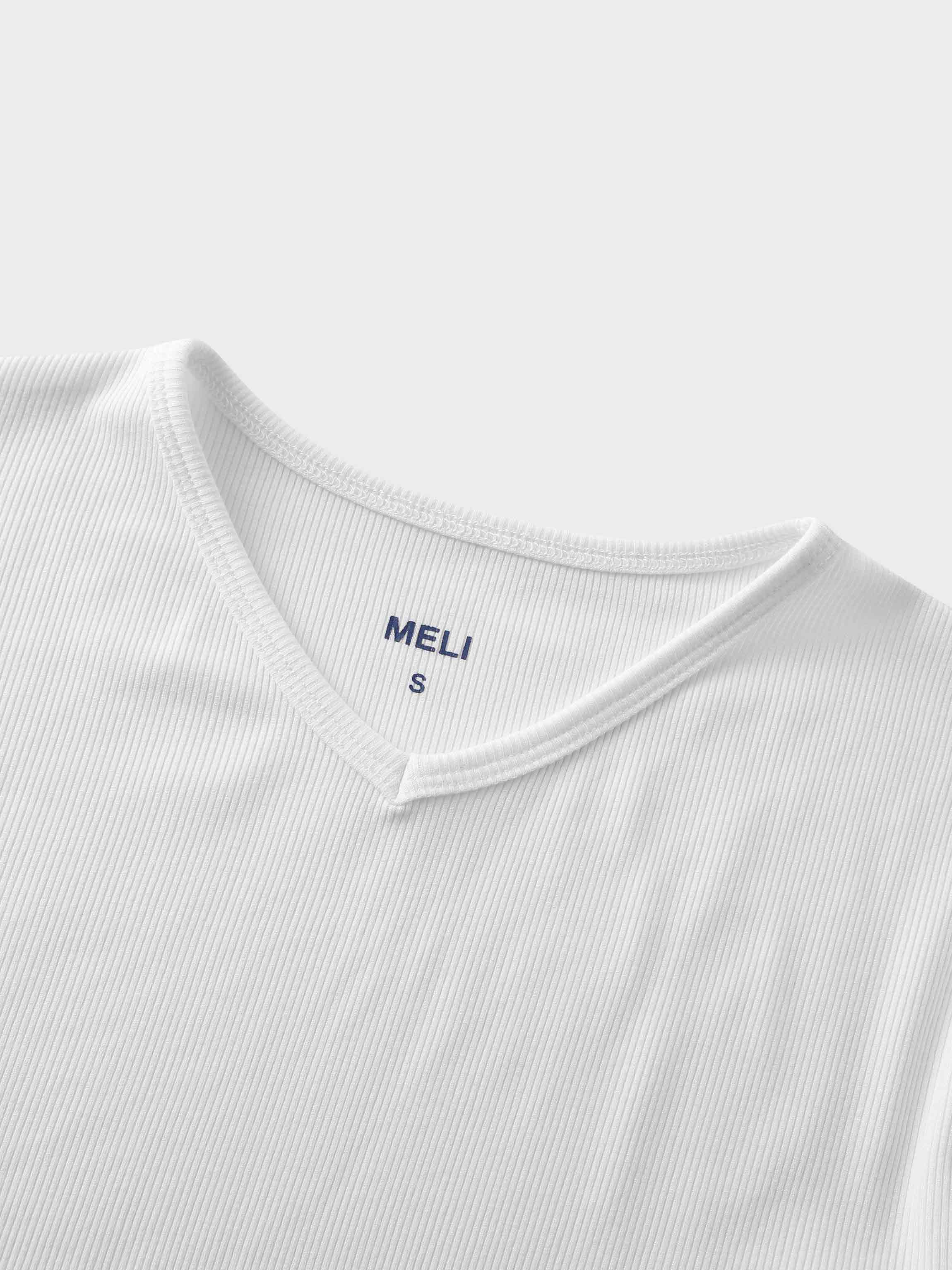 HIGH V RIBBED TEE - 3Q - WHITE