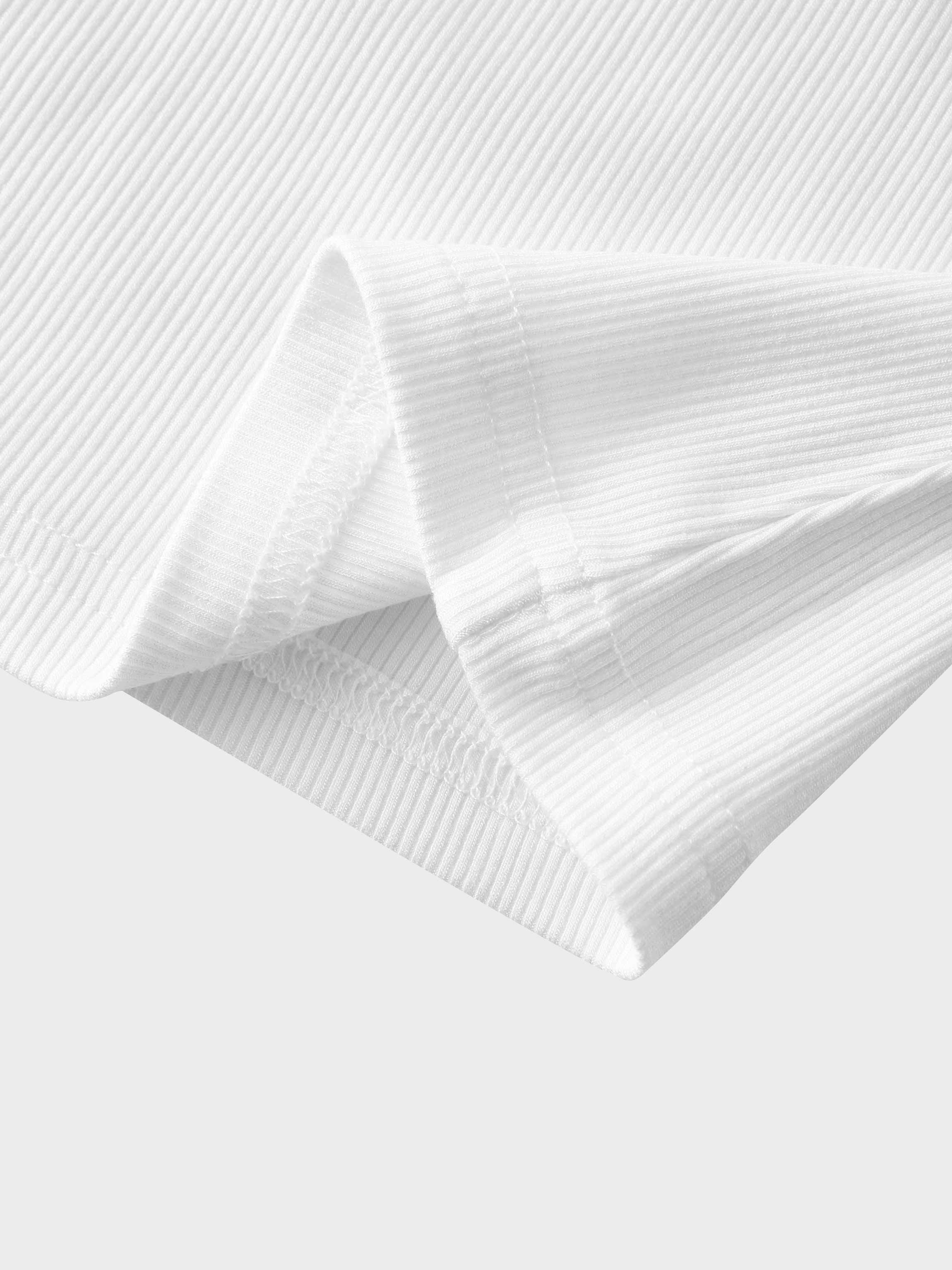 HIGH V RIBBED TEE - 3Q - WHITE