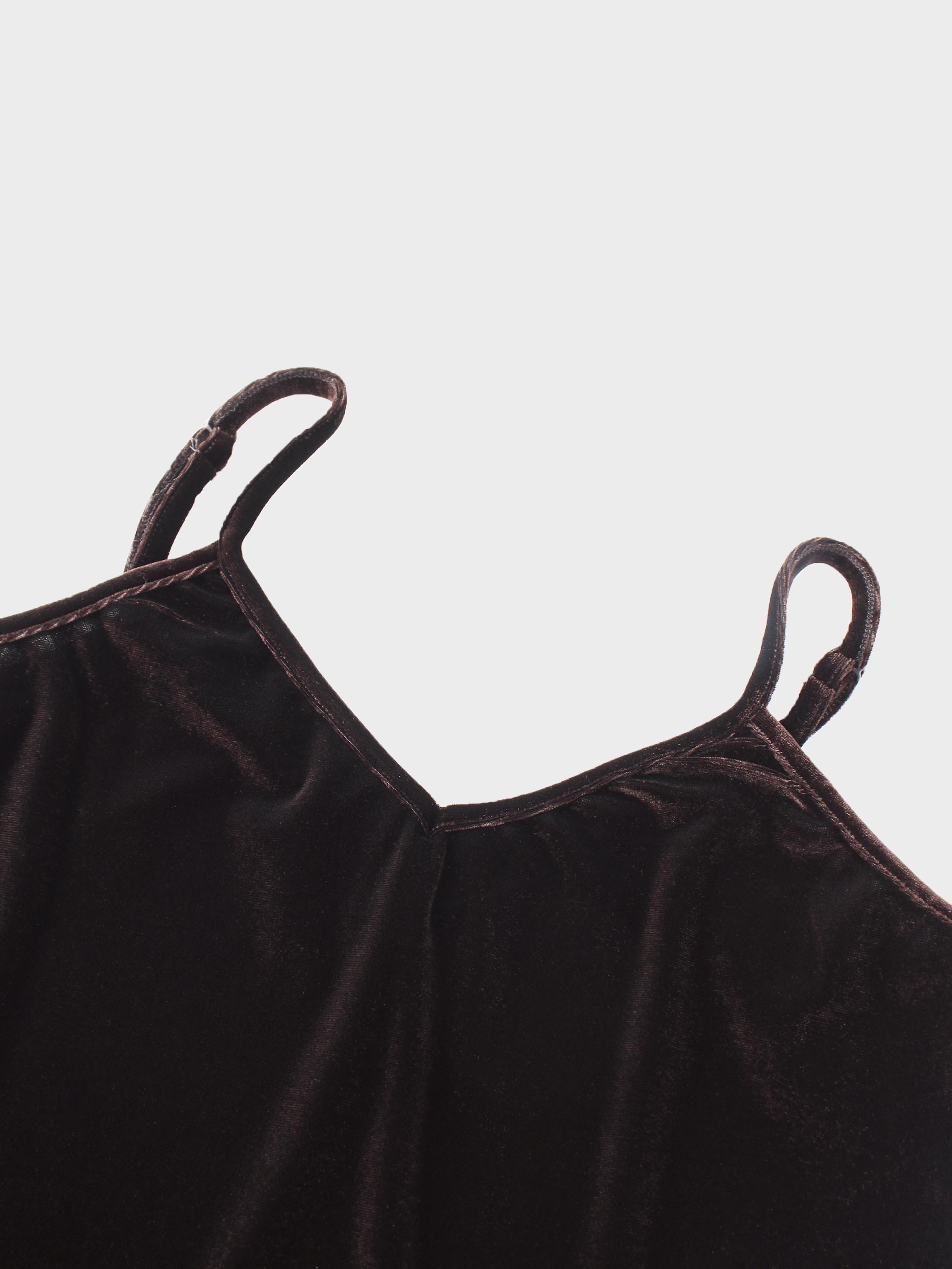 Ombre Velour Slip Dress-Brown