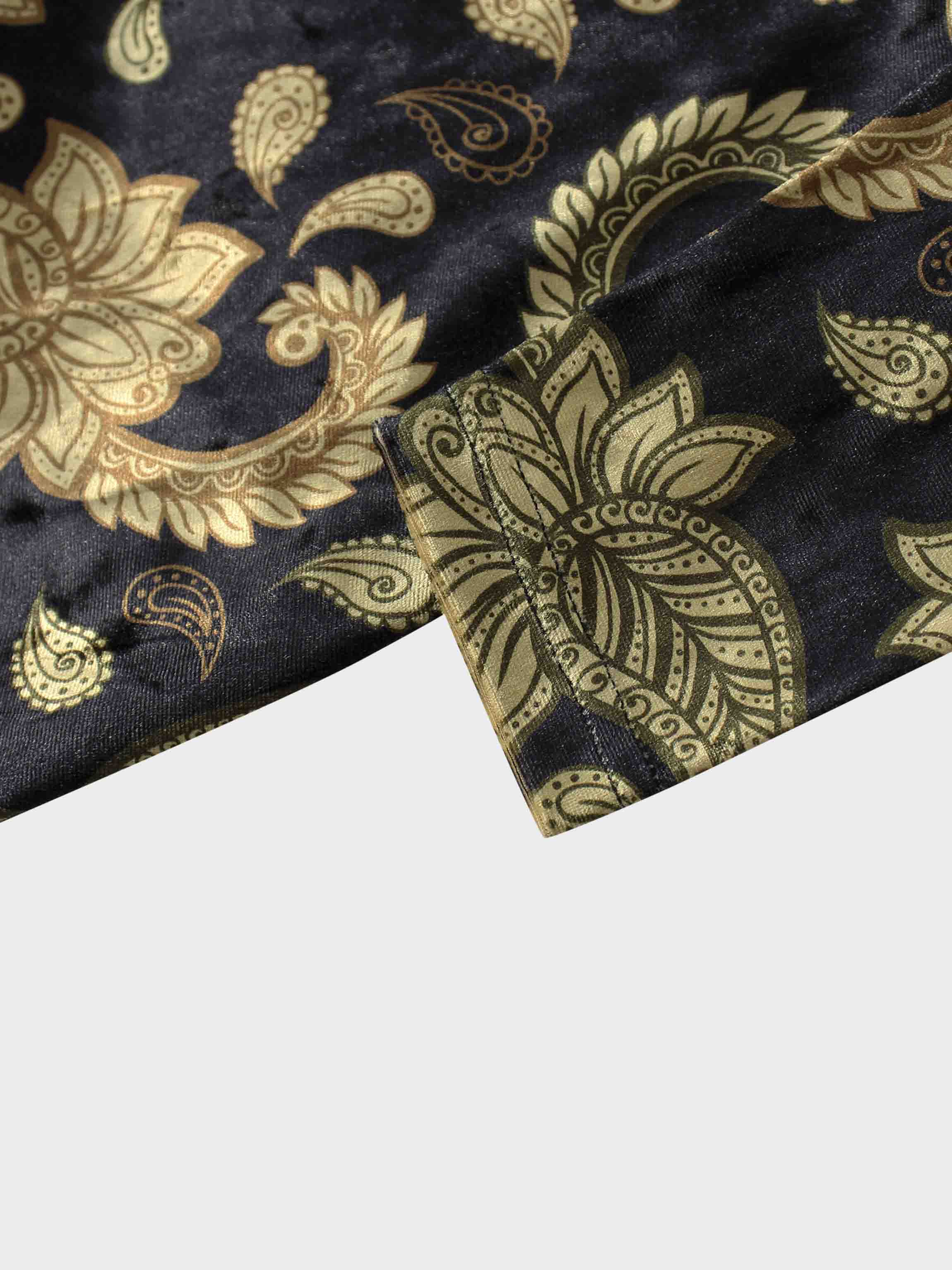 Velour Front Knot Maxi Dress-Gold Paisley