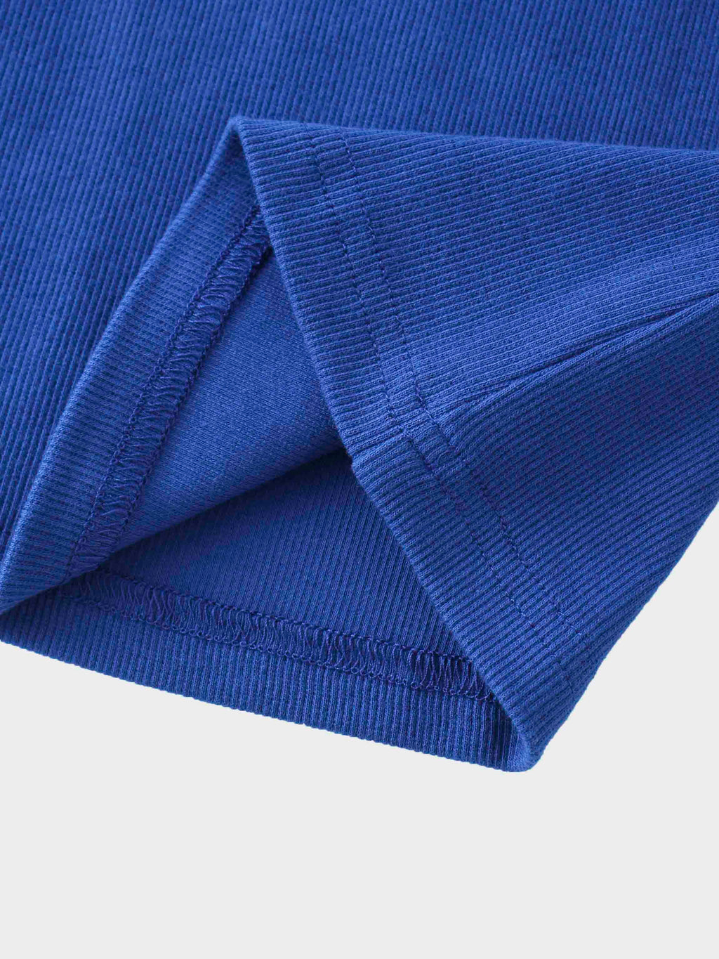 Ribbed Crew Neck Puff Sleeve Top-Royal Blue