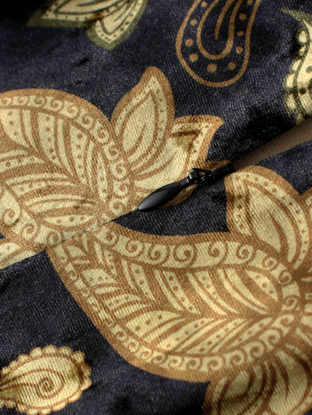 Velour Front Knot Maxi Dress-Gold Paisley