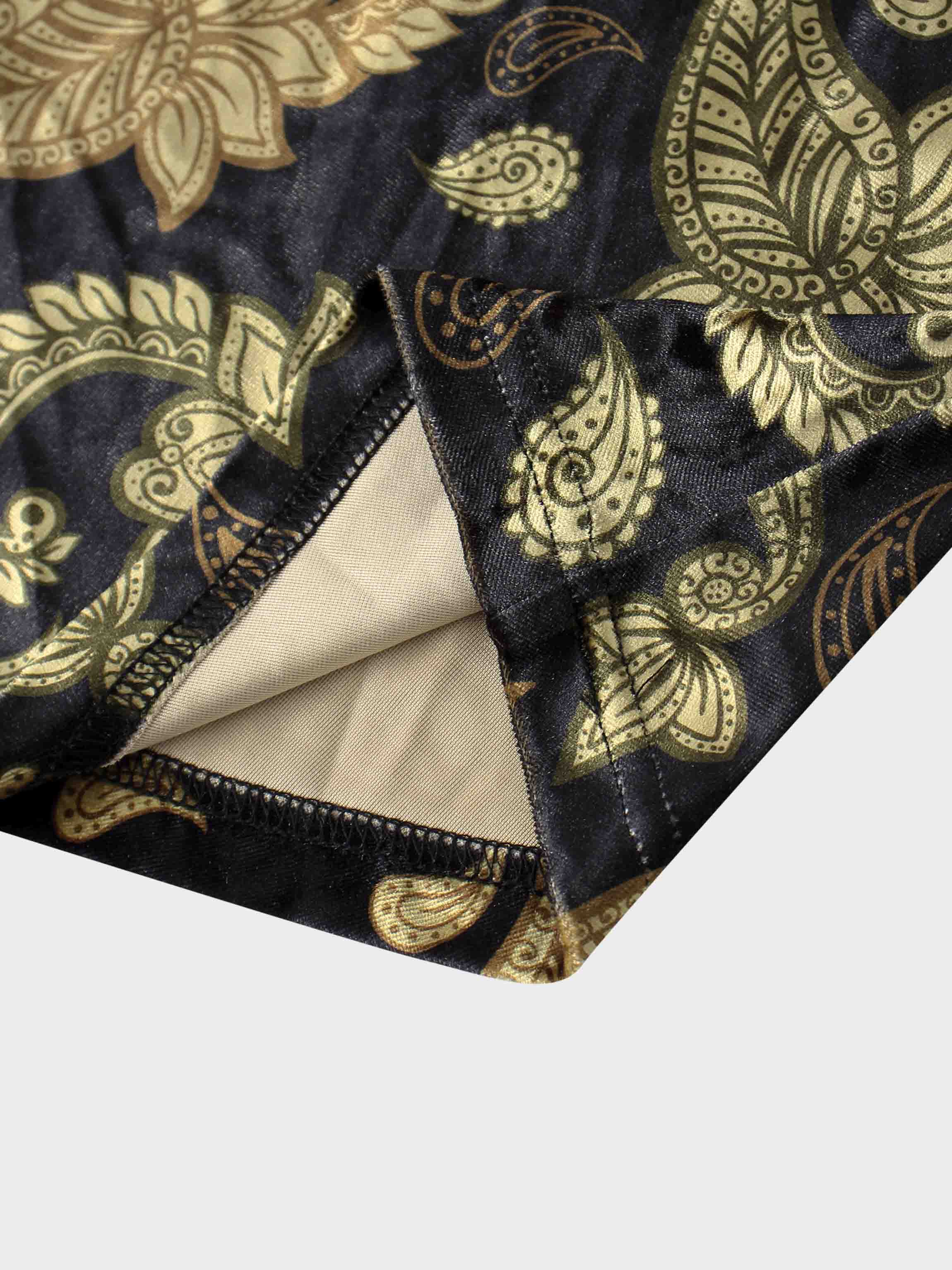 Velour Front Knot Maxi Dress-Gold Paisley