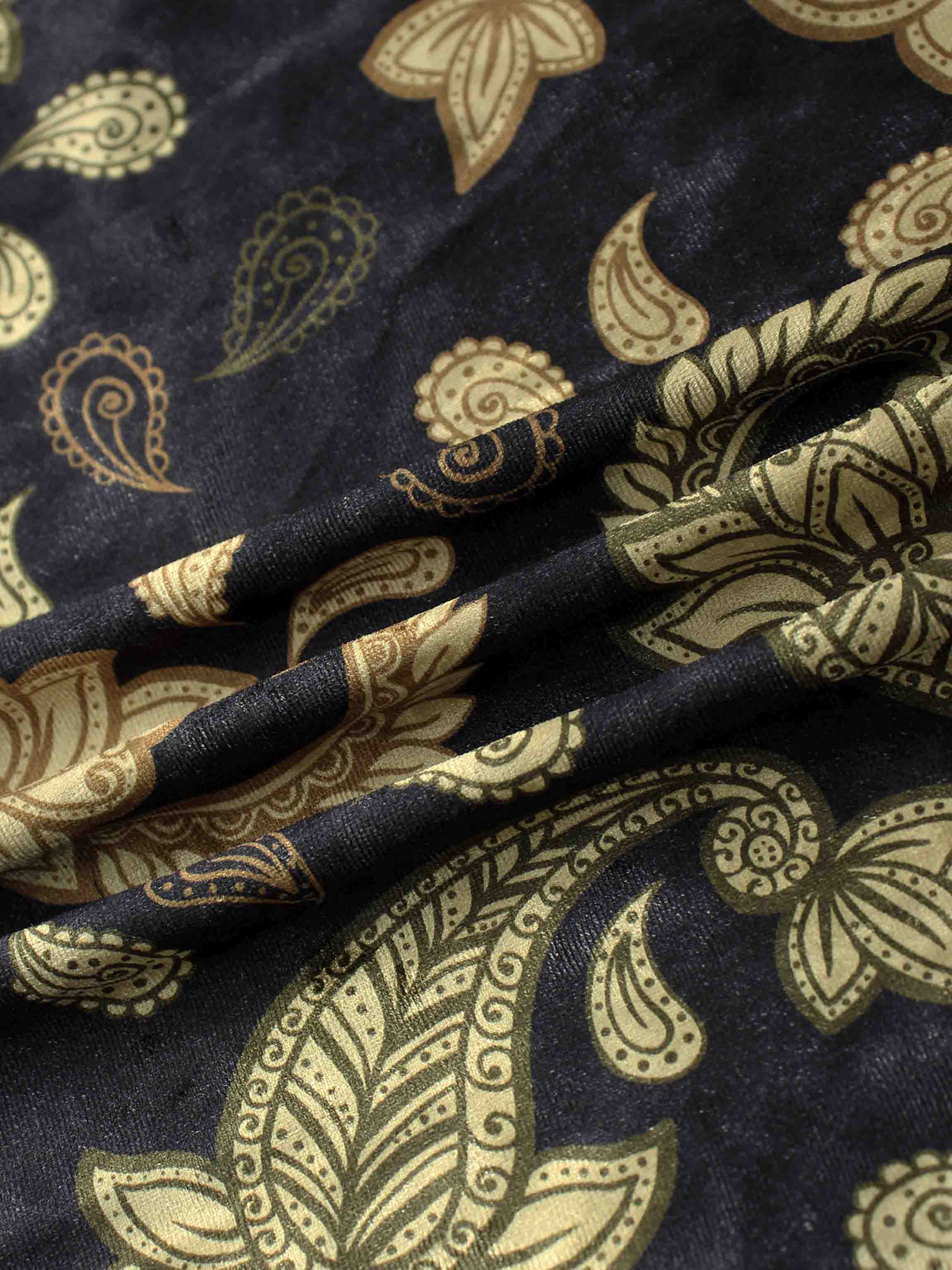 Velour Front Knot Maxi Dress-Gold Paisley