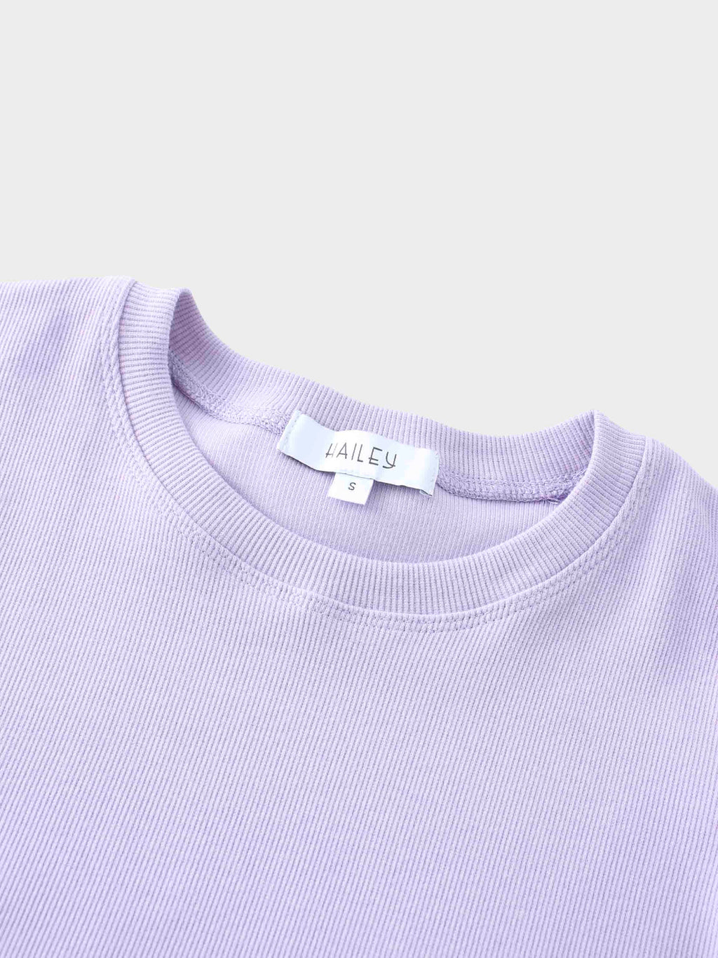 Ribbed Crew Neck Puff Sleeve Top-Lavender