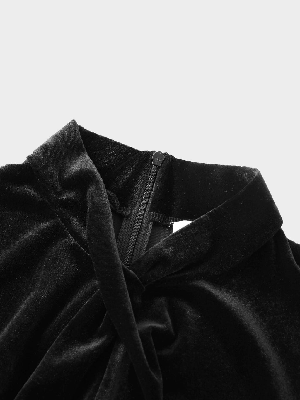 Velour Front Knot Maxi Dress-Black