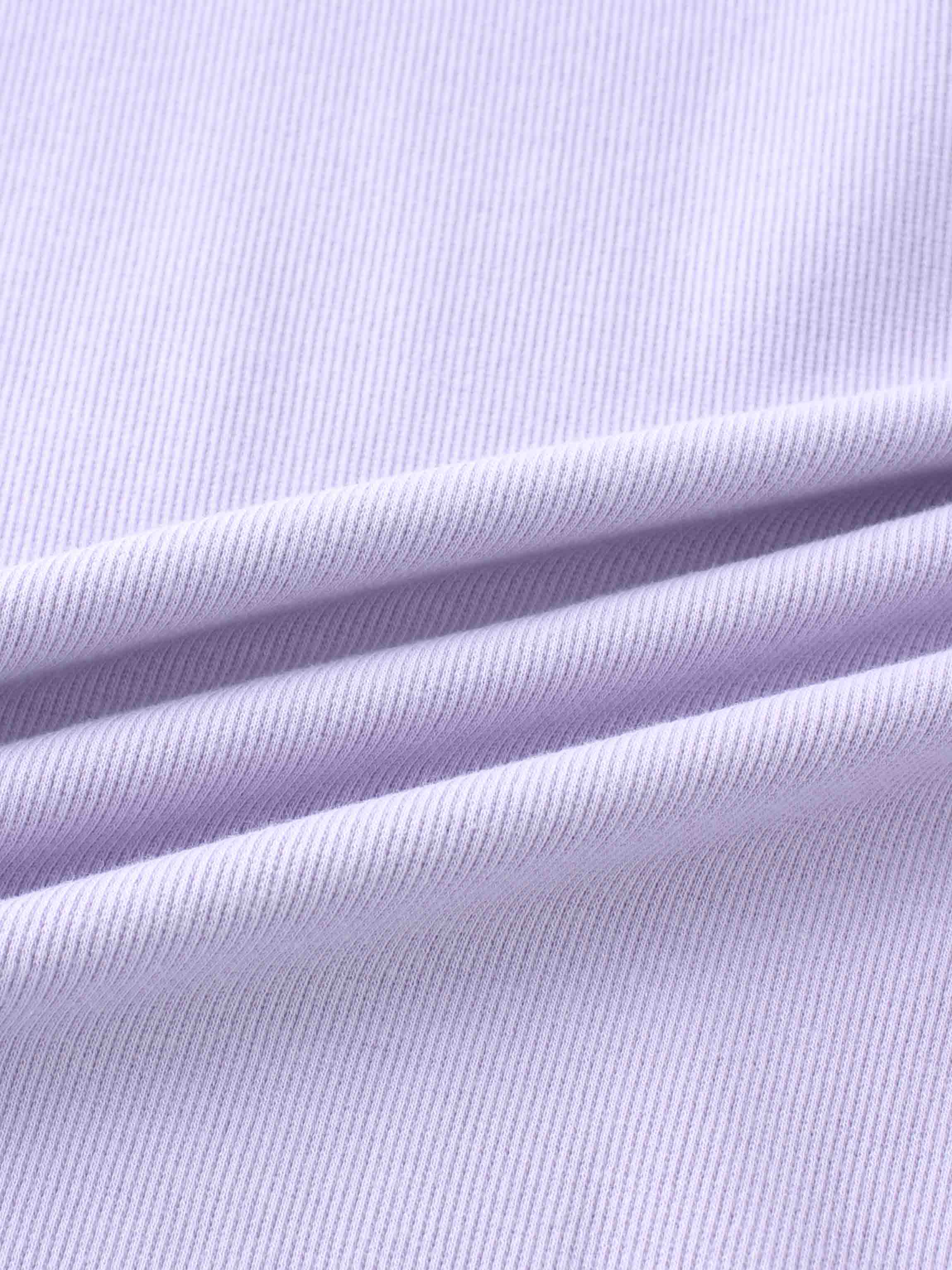 Ribbed Crew Neck Puff Sleeve Top-Lavender