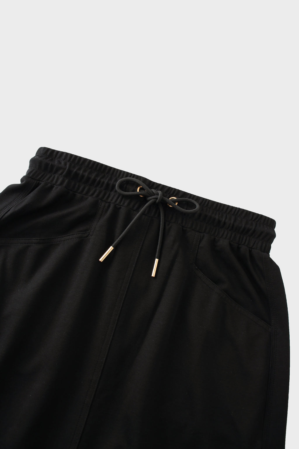 Drawstring Pocket T-Shirt Skirt-Black