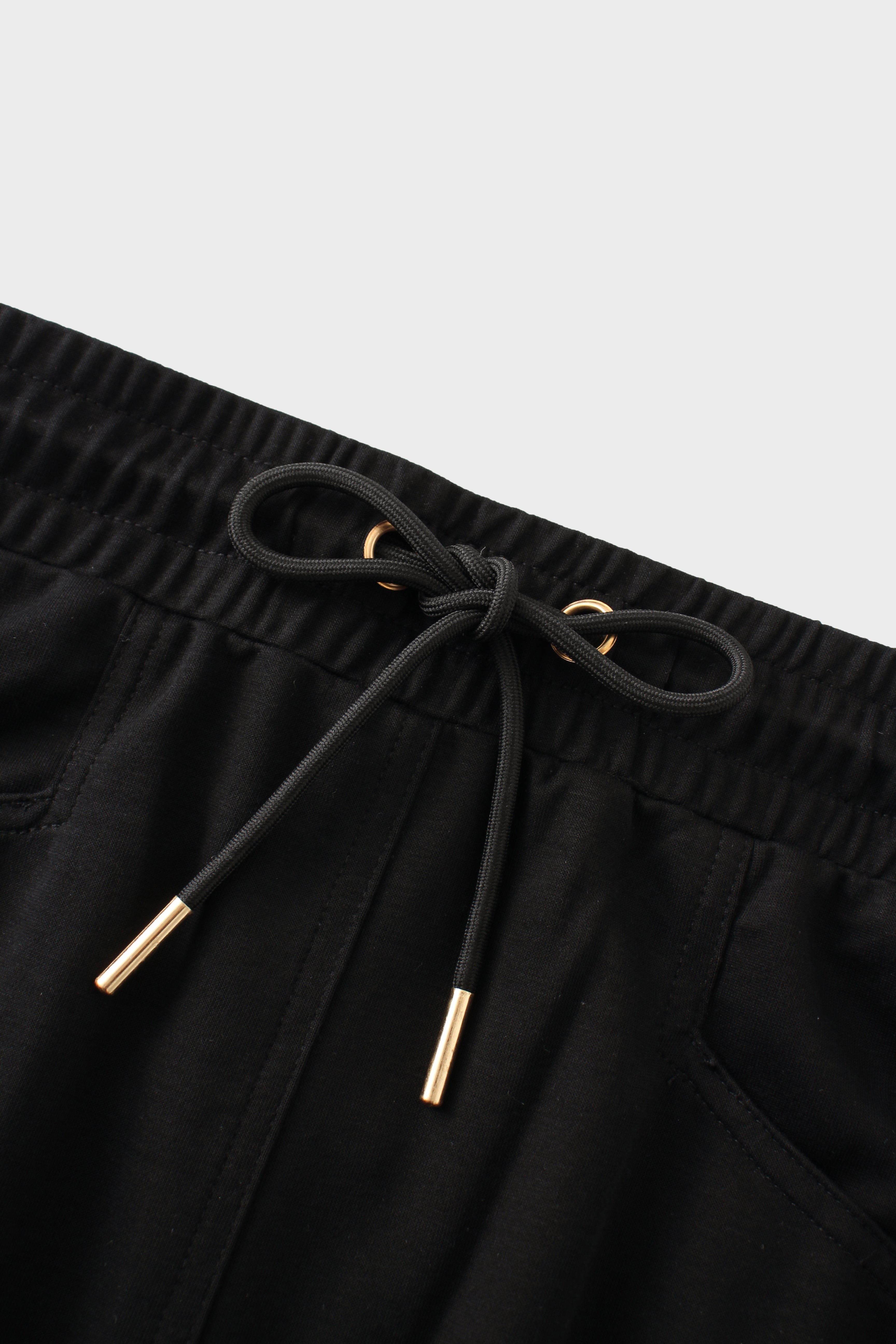 Drawstring Pocket T-Shirt Skirt-Black