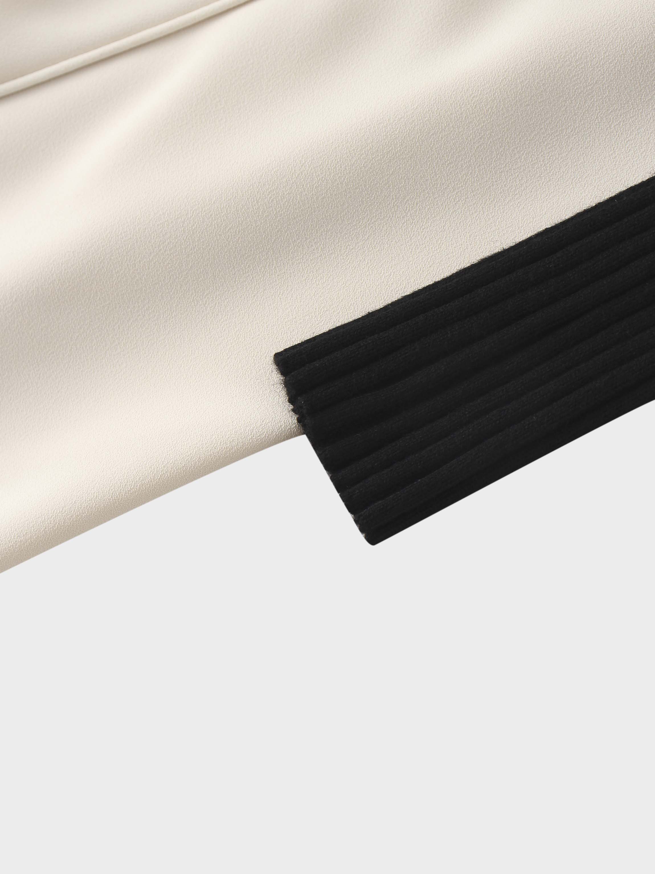 Crepe Bottom Dress-Black/Cream