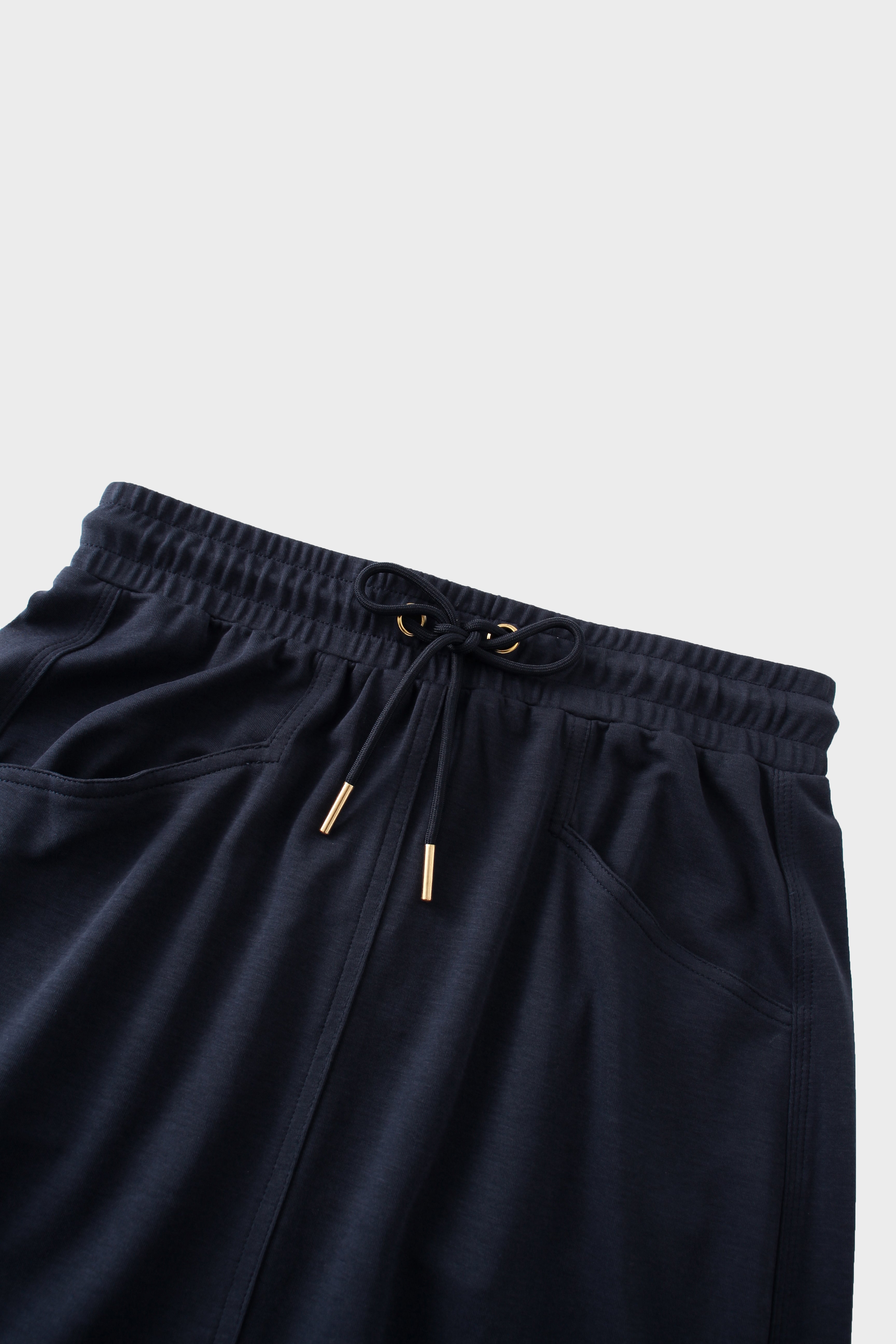 Drawstring Pocket T-Shirt Skirt-Navy