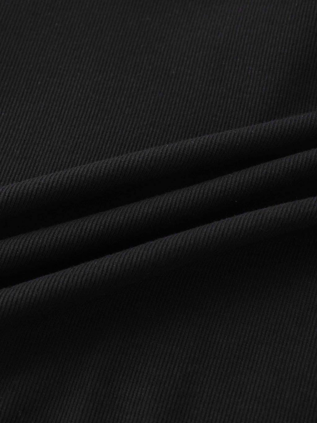 Ribbed Crew Neck Puff Sleeve Top-Black