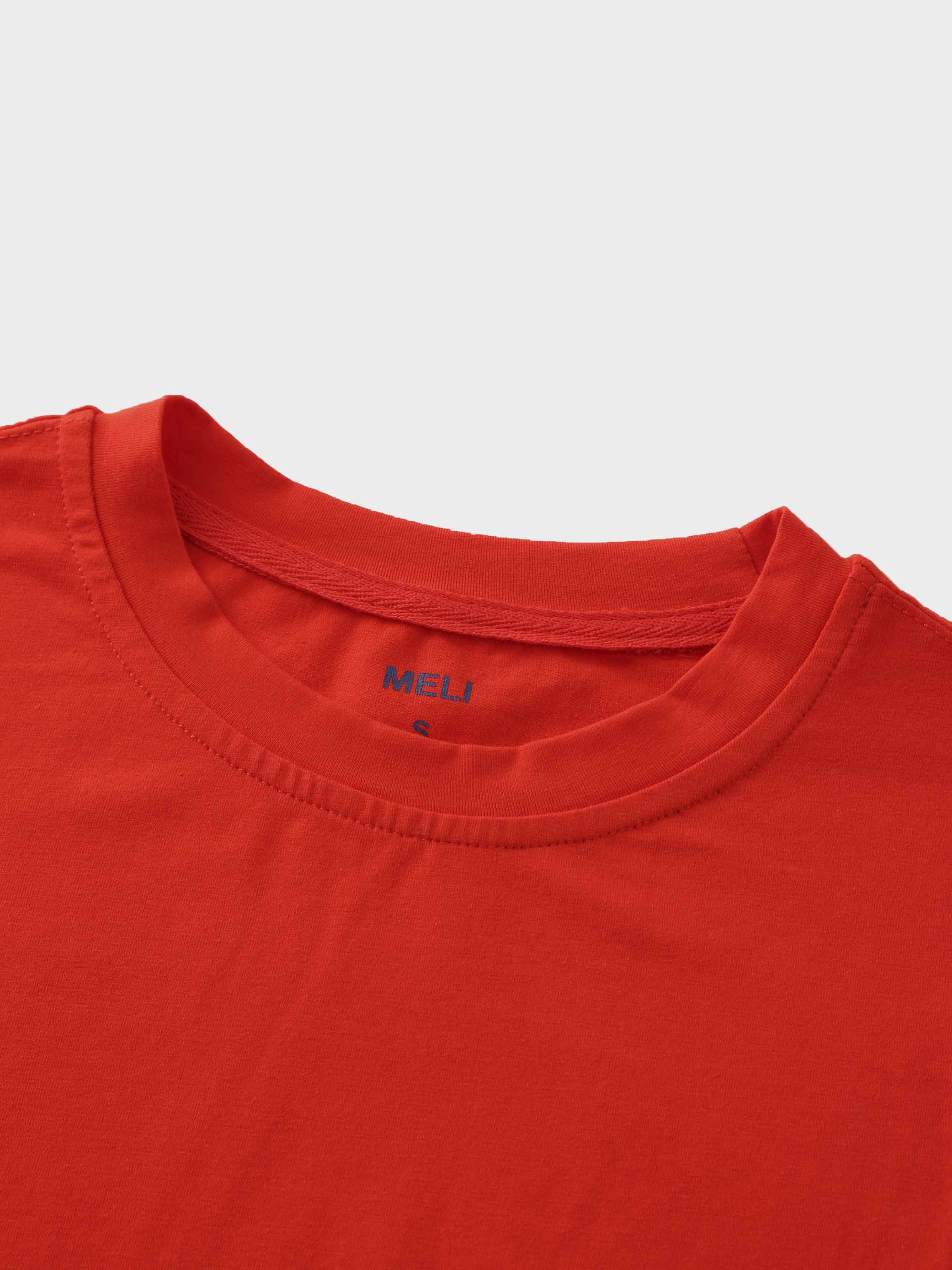 Oversized Rounded Hem T-Shirt-Orange