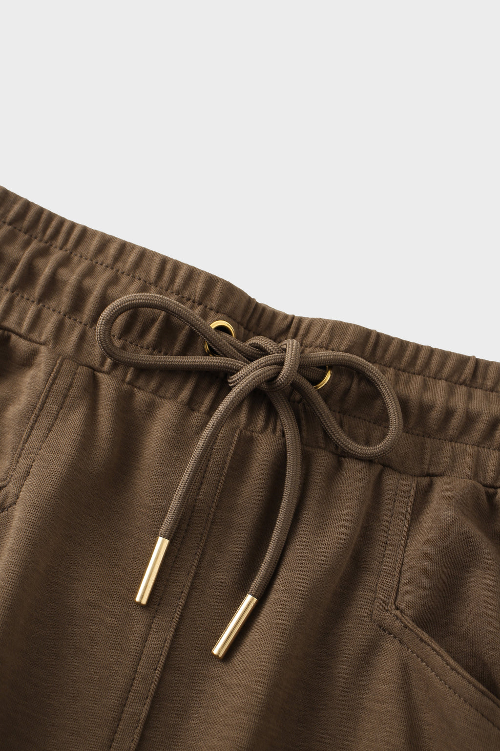 Drawstring Pocket T-Shirt Skirt-Brown