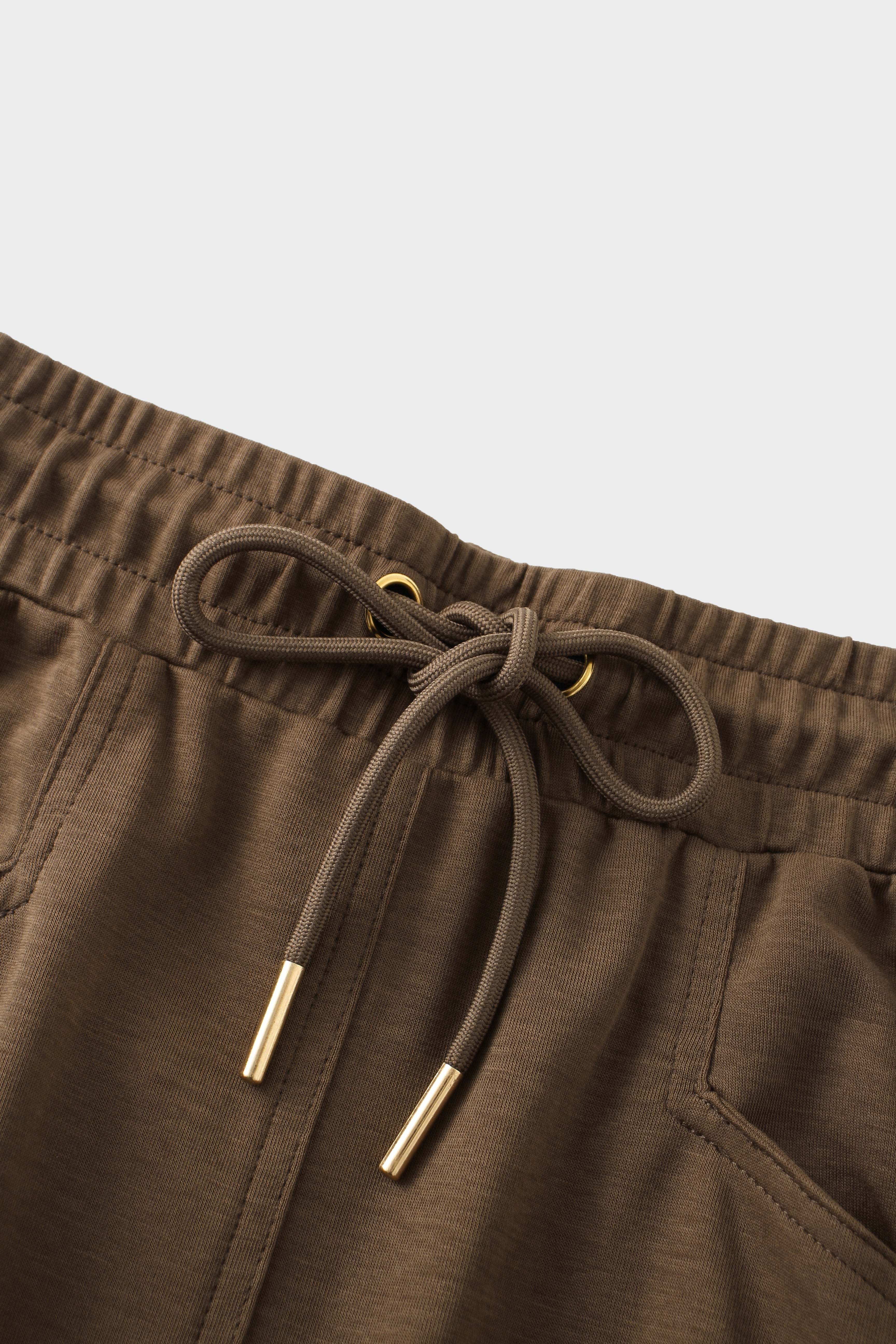 Drawstring Pocket T-Shirt Skirt-Brown