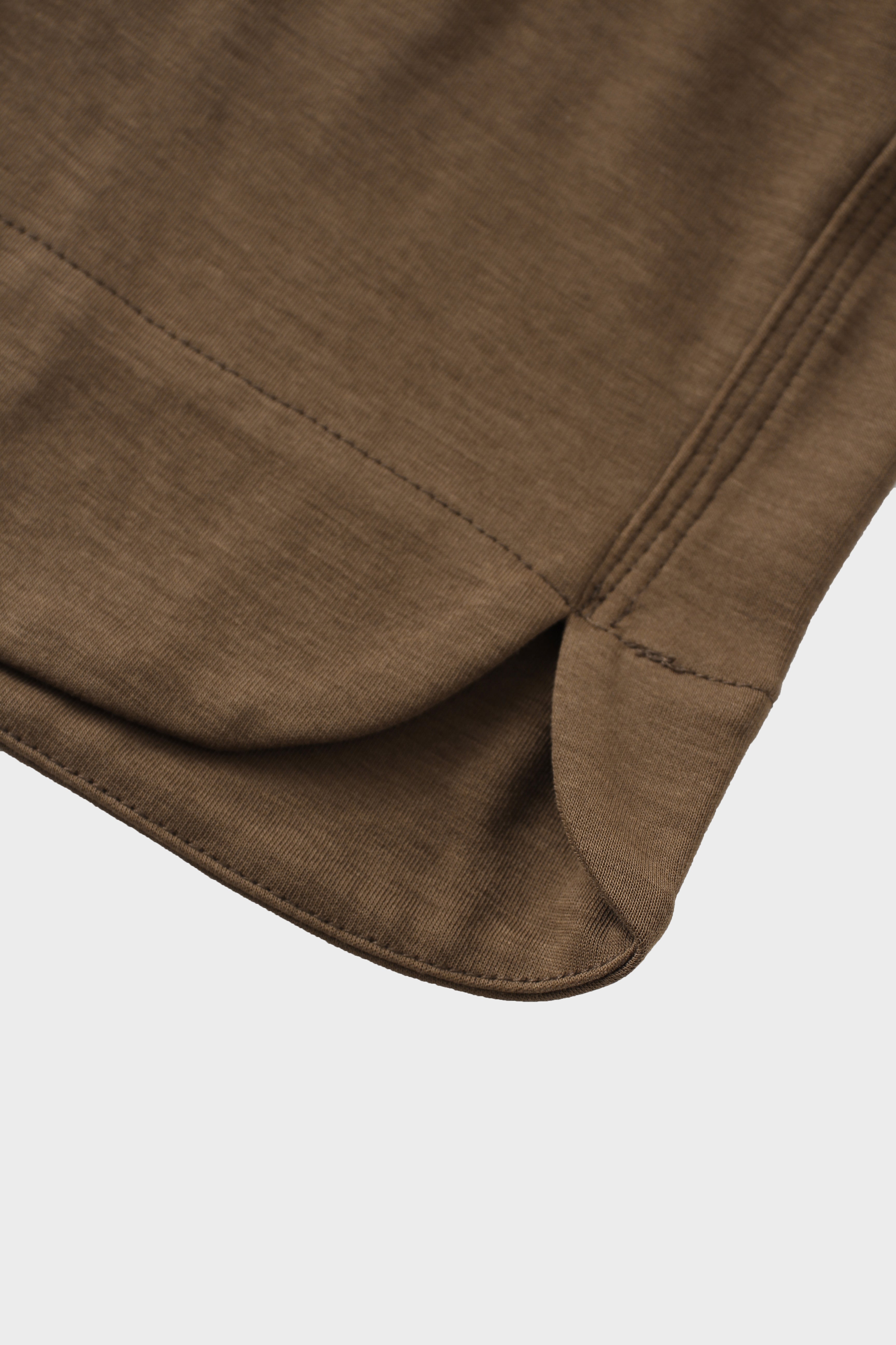 Drawstring Pocket T-Shirt Skirt-Brown