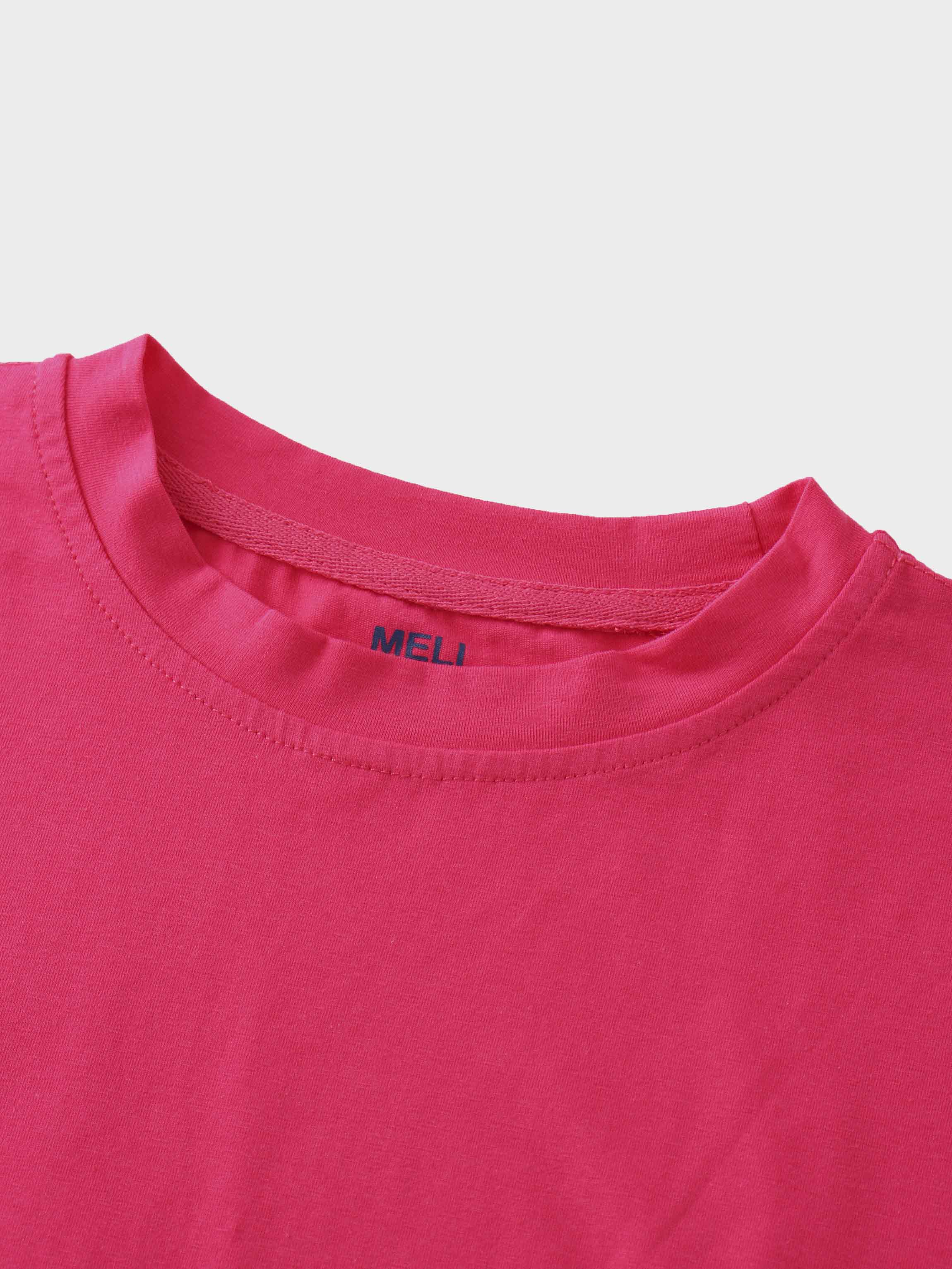Oversized Rounded Hem T-Shirt-Hot Pink