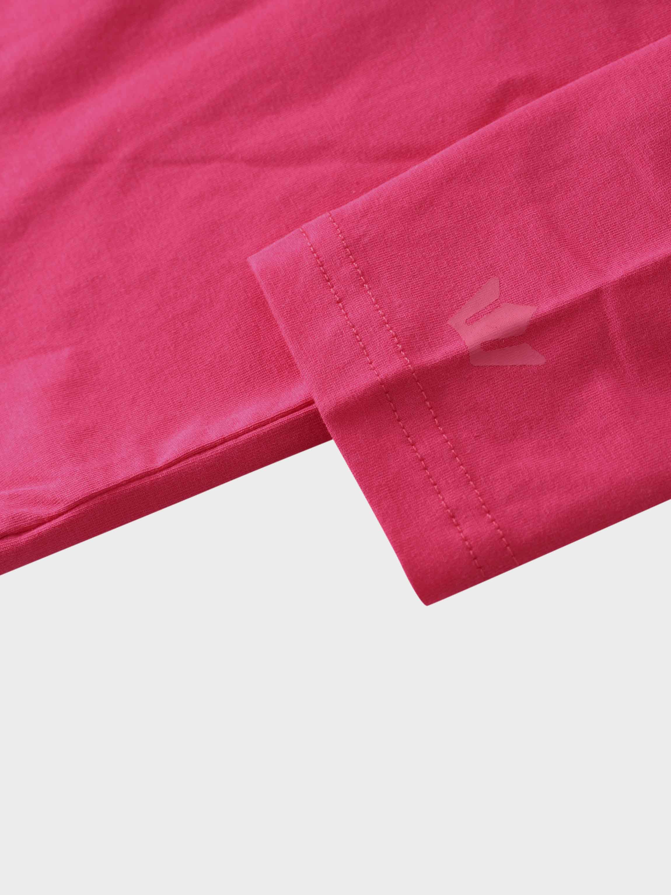 Oversized Rounded Hem T-Shirt-Hot Pink