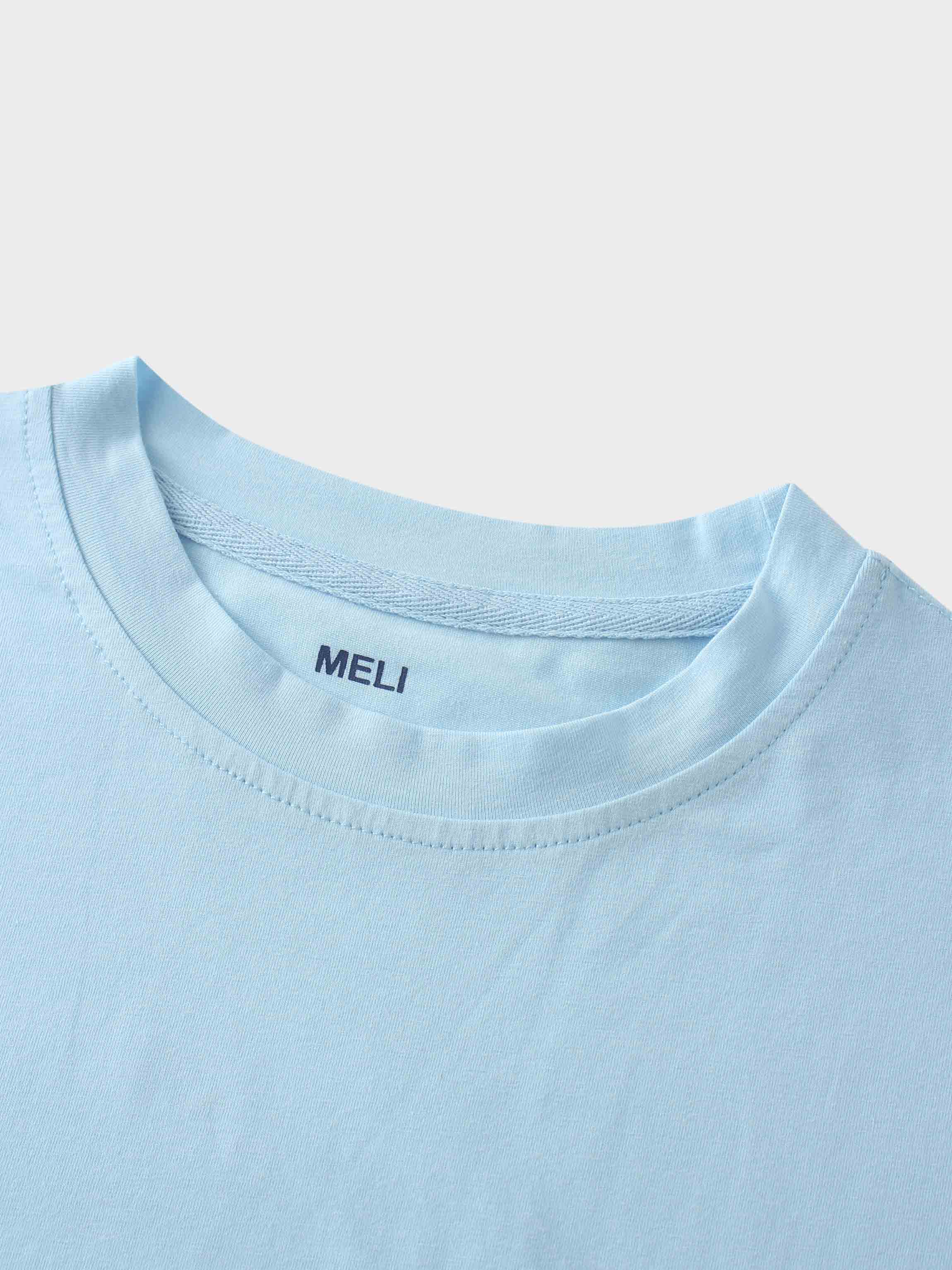 Oversized Rounded Hem T-Shirt-Sky Blue
