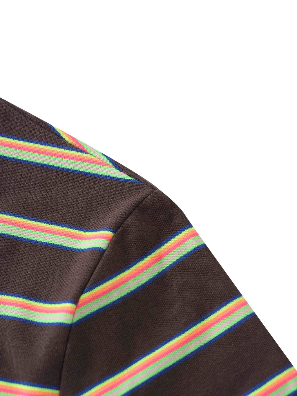 Flat Striped Crew Tee 3Q-Charcoal Grey/Neon Stripe