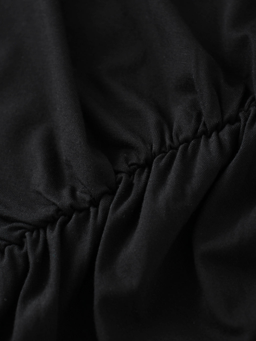 Curved Gathered Detailed T-Shirt-Black