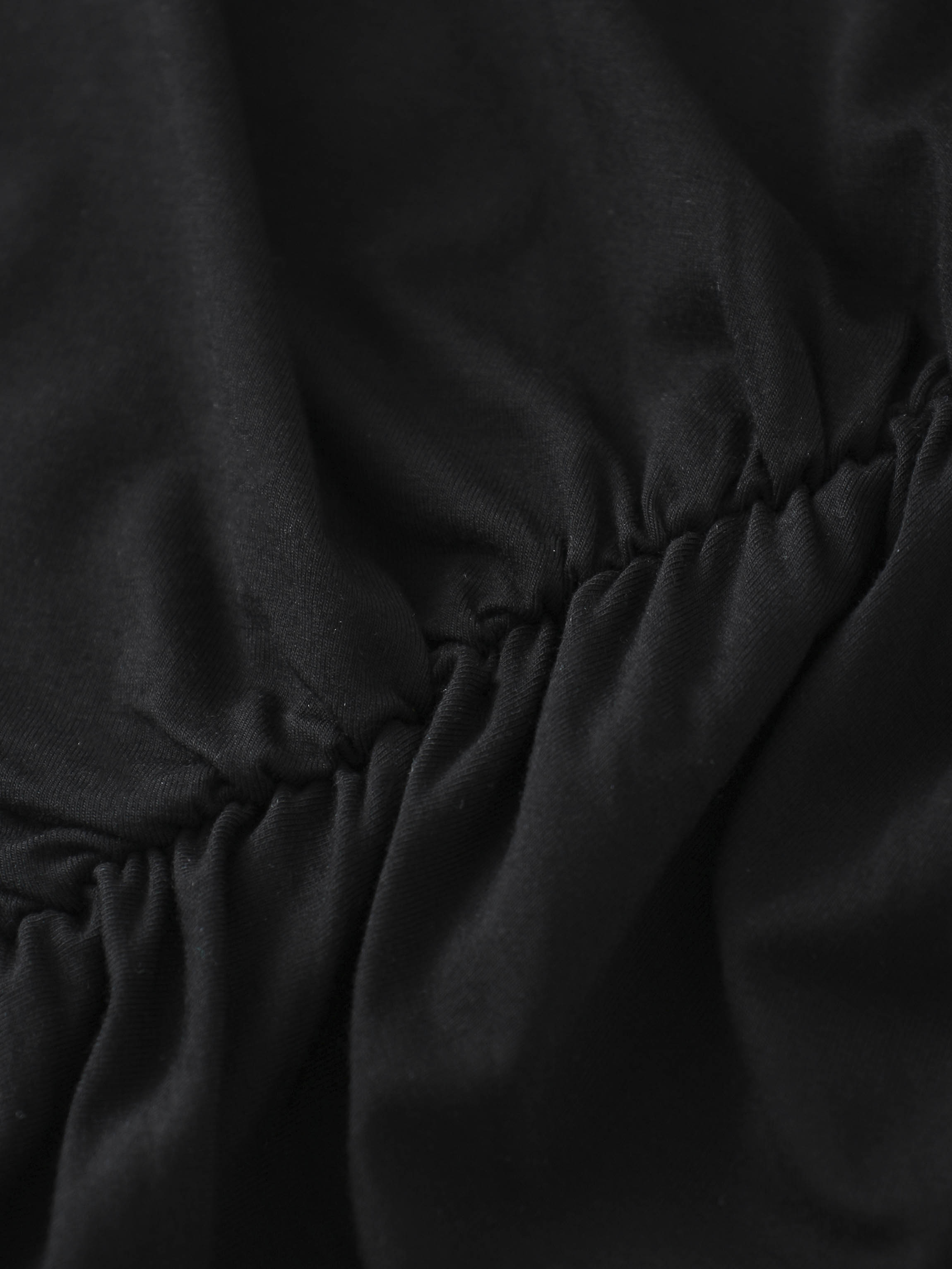 Curved Gathered Detailed T-Shirt-Black