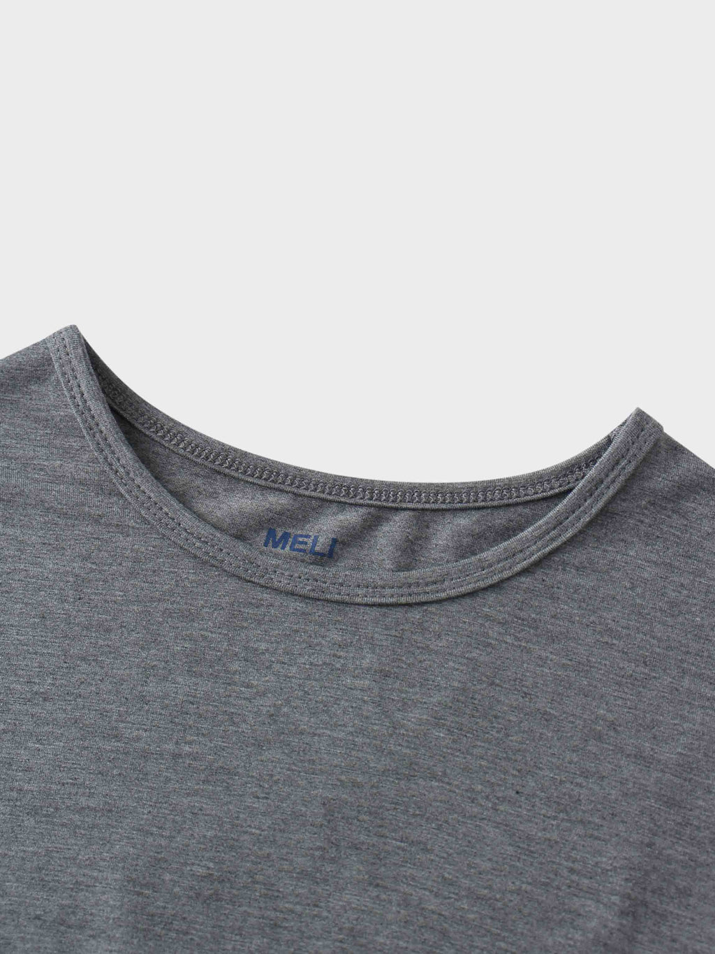 Curved Gathered Detailed T-Shirt-Heathered Grey