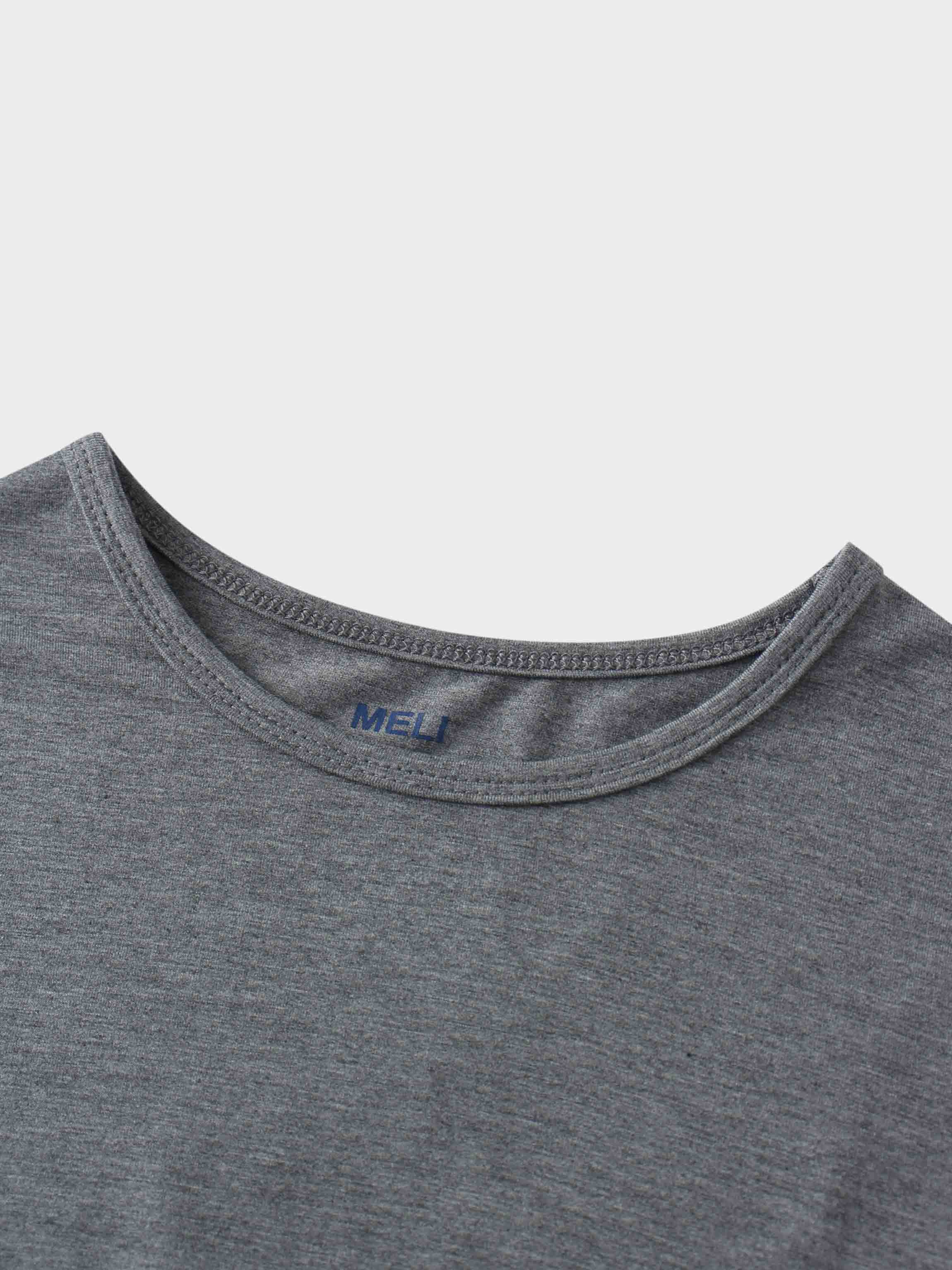 Curved Gathered Detailed T-Shirt-Heathered Grey