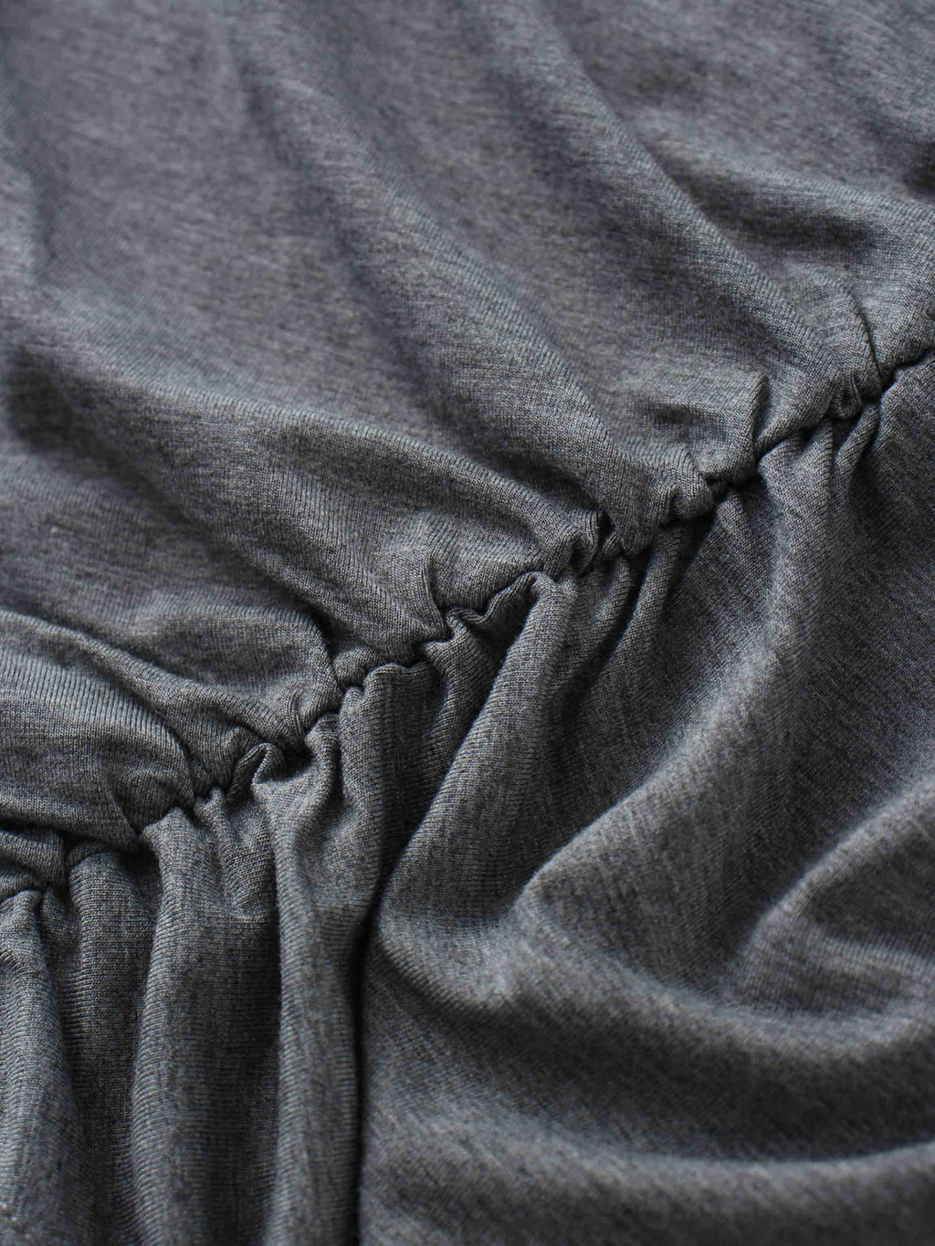 Curved Gathered Detailed T-Shirt-Heathered Grey