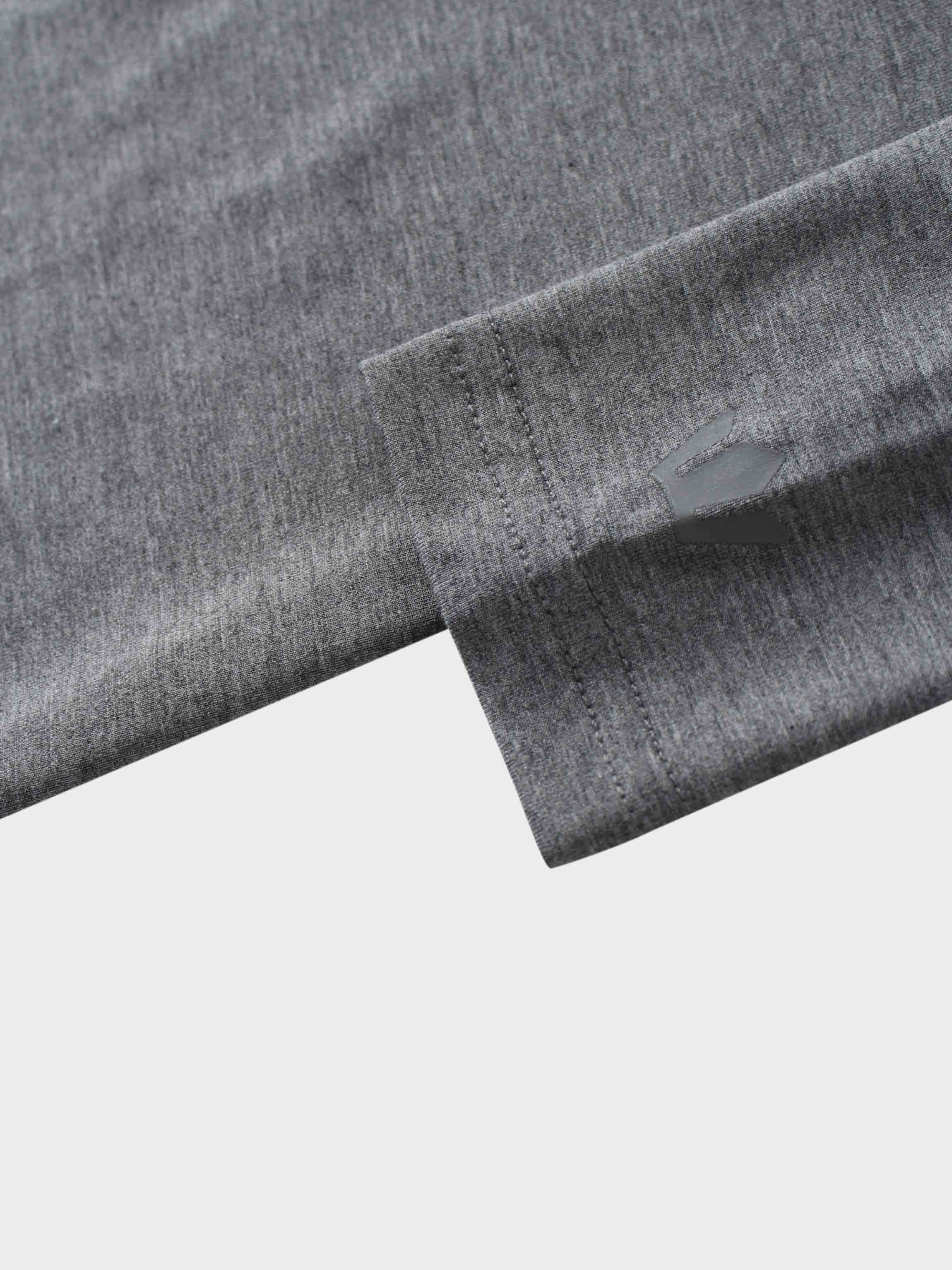 Curved Gathered Detailed T-Shirt-Heathered Grey