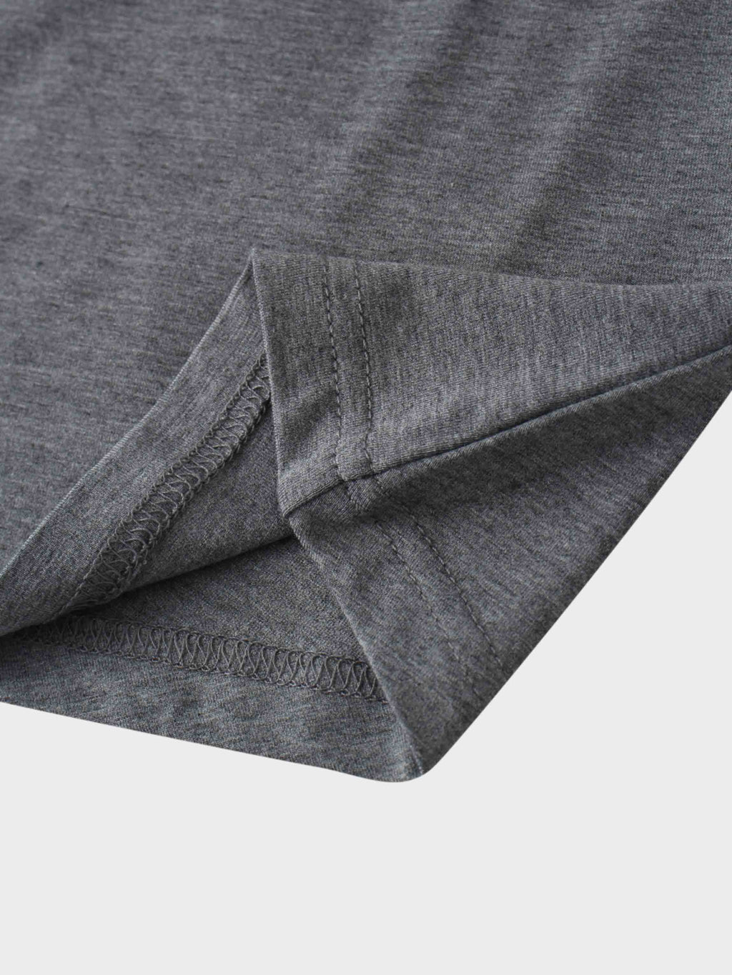 Curved Gathered Detailed T-Shirt-Heathered Grey
