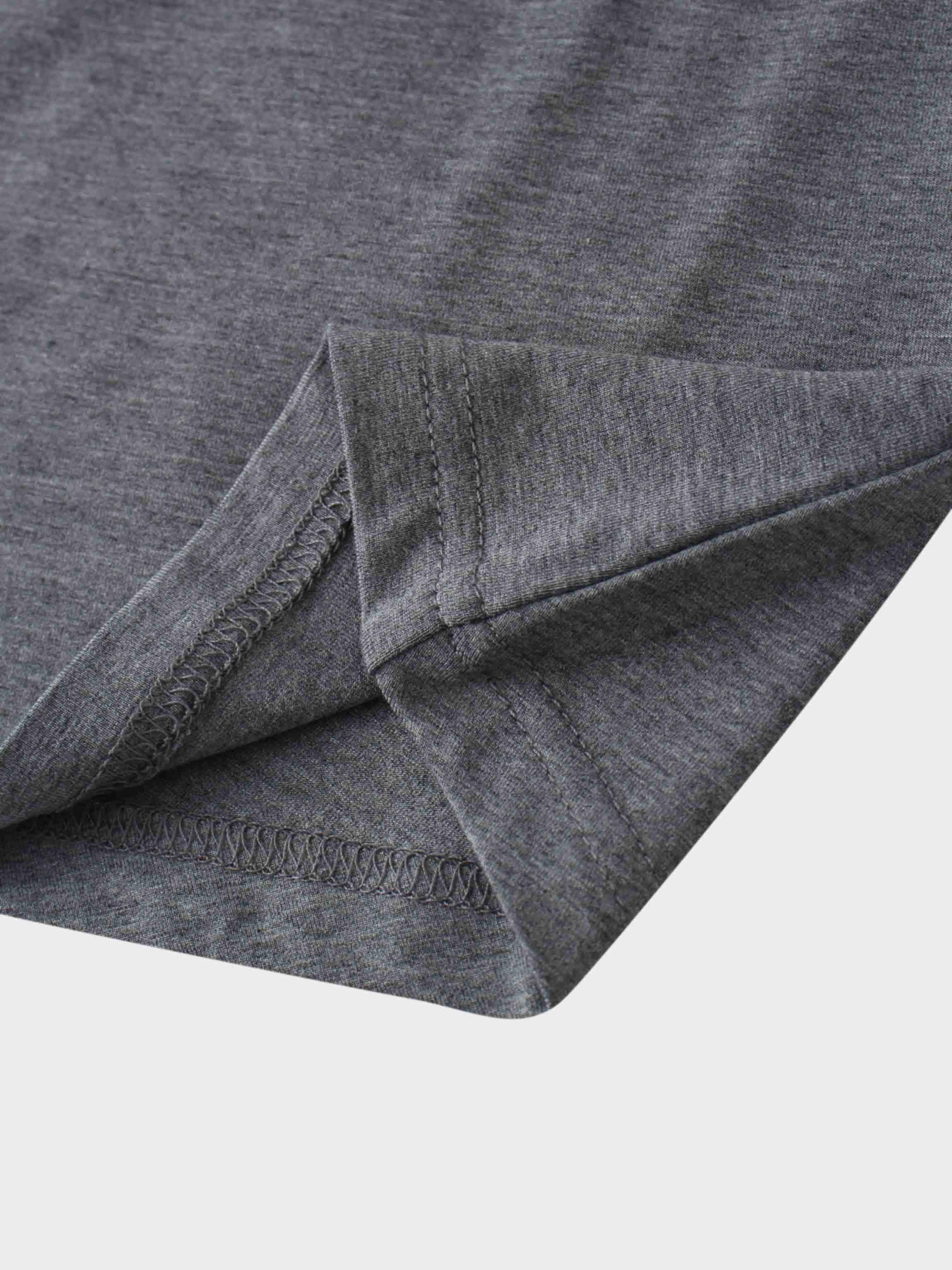 Curved Gathered Detailed T-Shirt-Heathered Grey