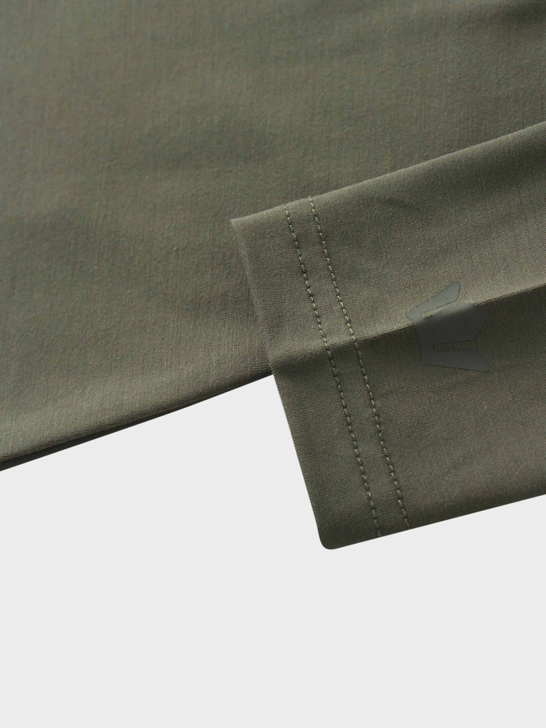 Curved Gathered Detailed T-Shirt-Olive