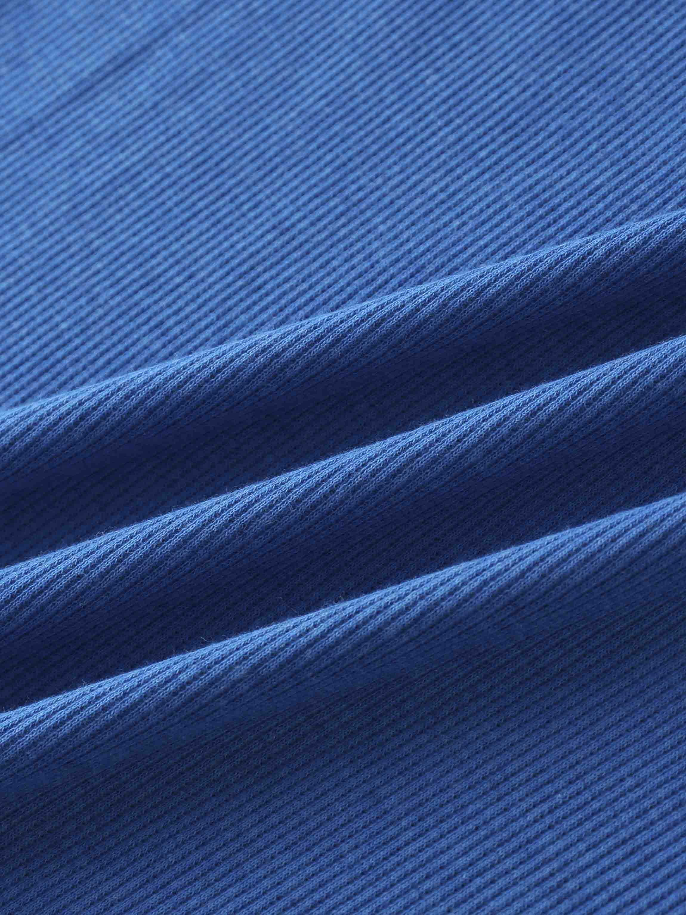 Ribbed Collar T-Shirt-Cobalt Blue