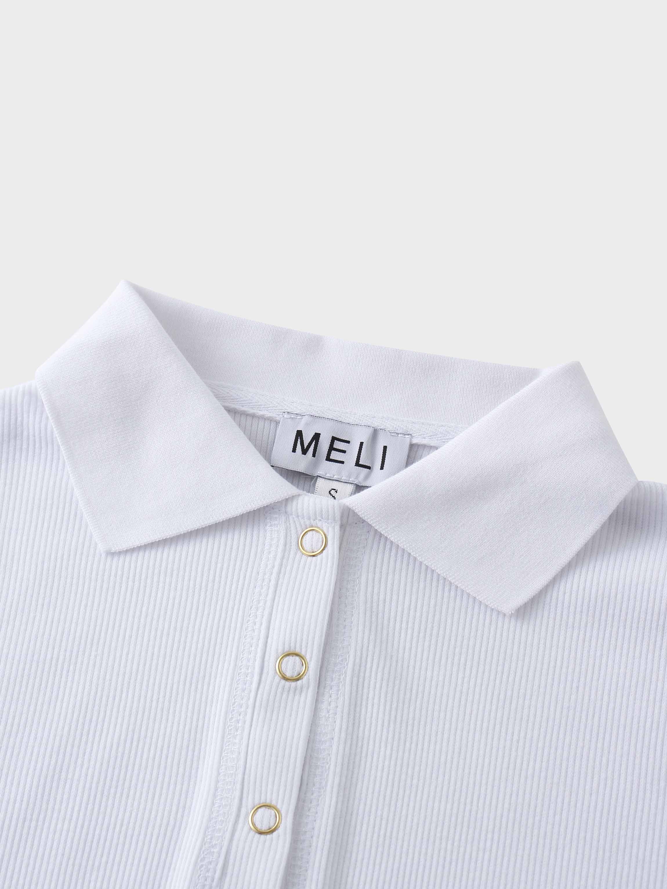 Ribbed Collar T-Shirt-White