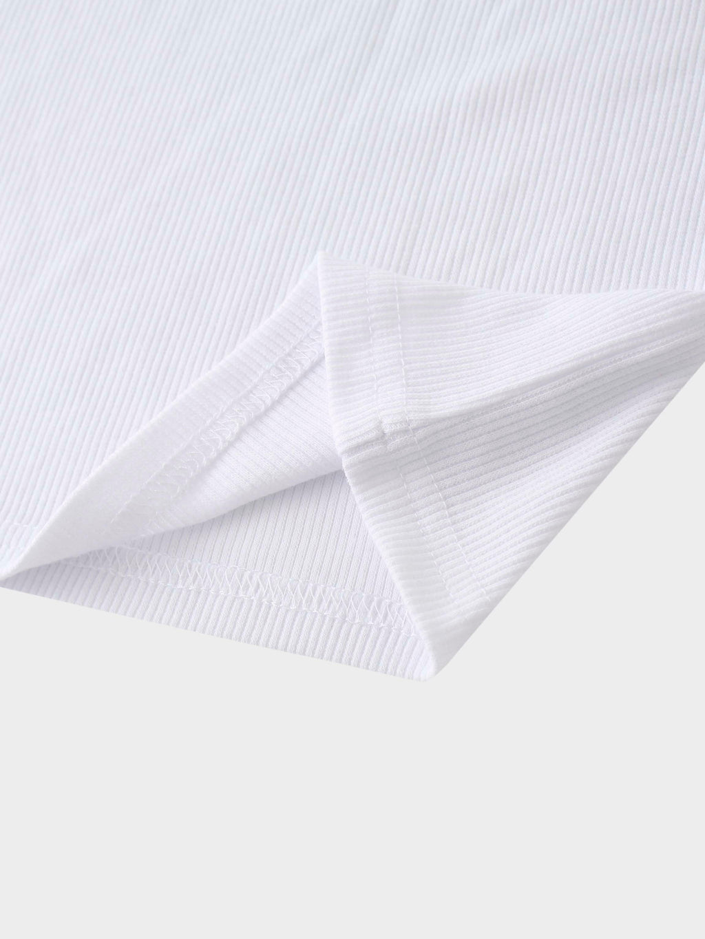 Ribbed Collar T-Shirt-White