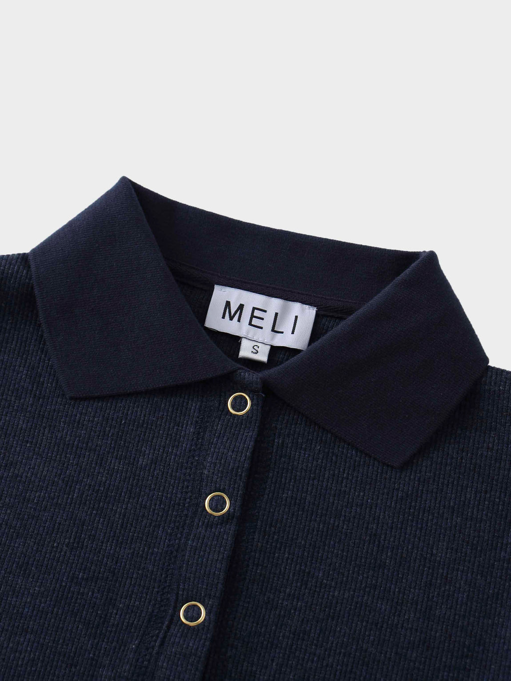 Ribbed Collar T-Shirt-Dark Blue