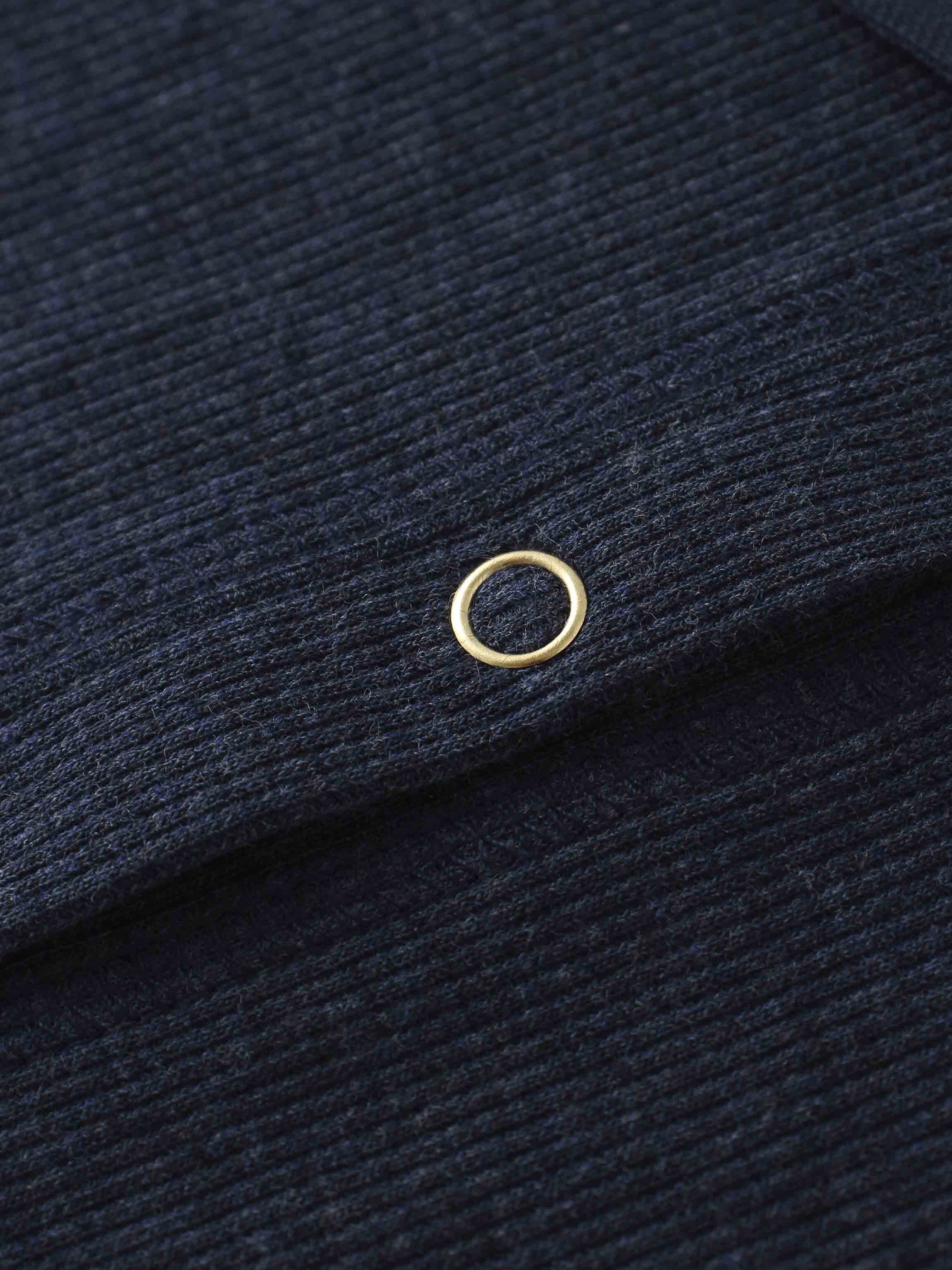 Ribbed Collar T-Shirt-Dark Blue
